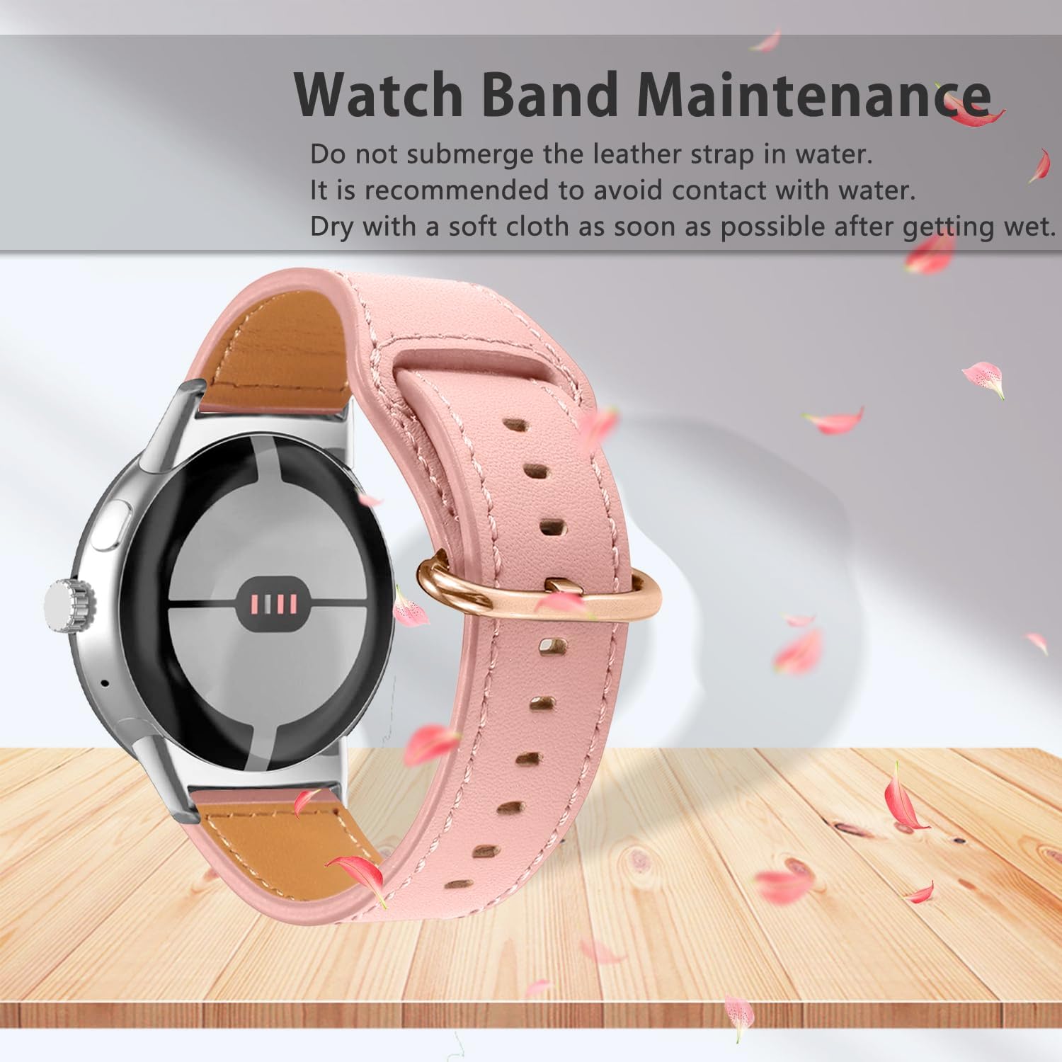 Correa cuero con hebilla Google Pixel Watch 5 - 41mm (rosa)