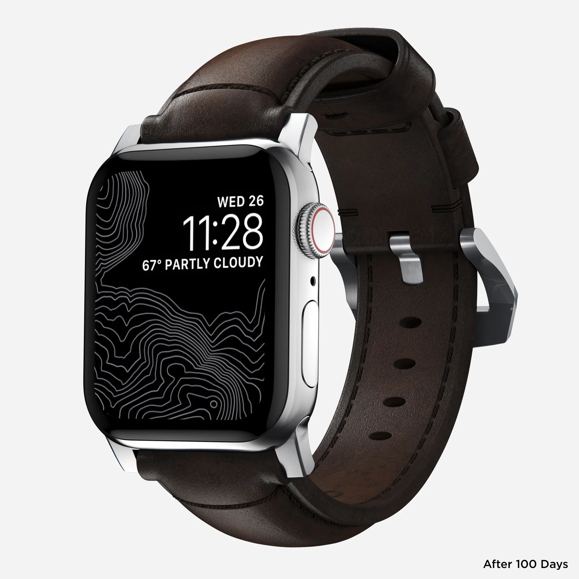 Nomad Correa cuero tradicional Apple Watch (marrón/plateado)