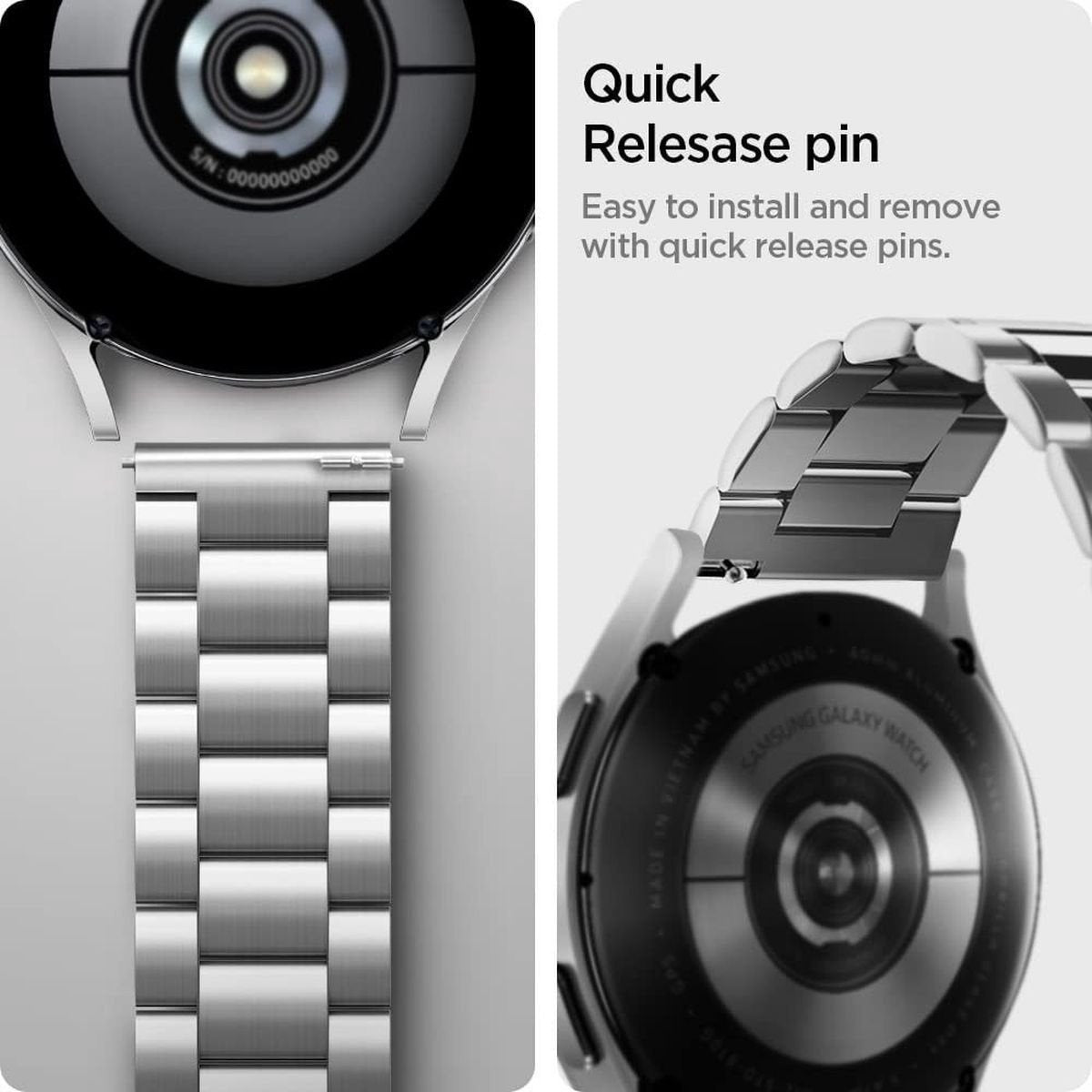 Spigen Correa acero Samsung Galaxy Watch 4 40mm (plateado)