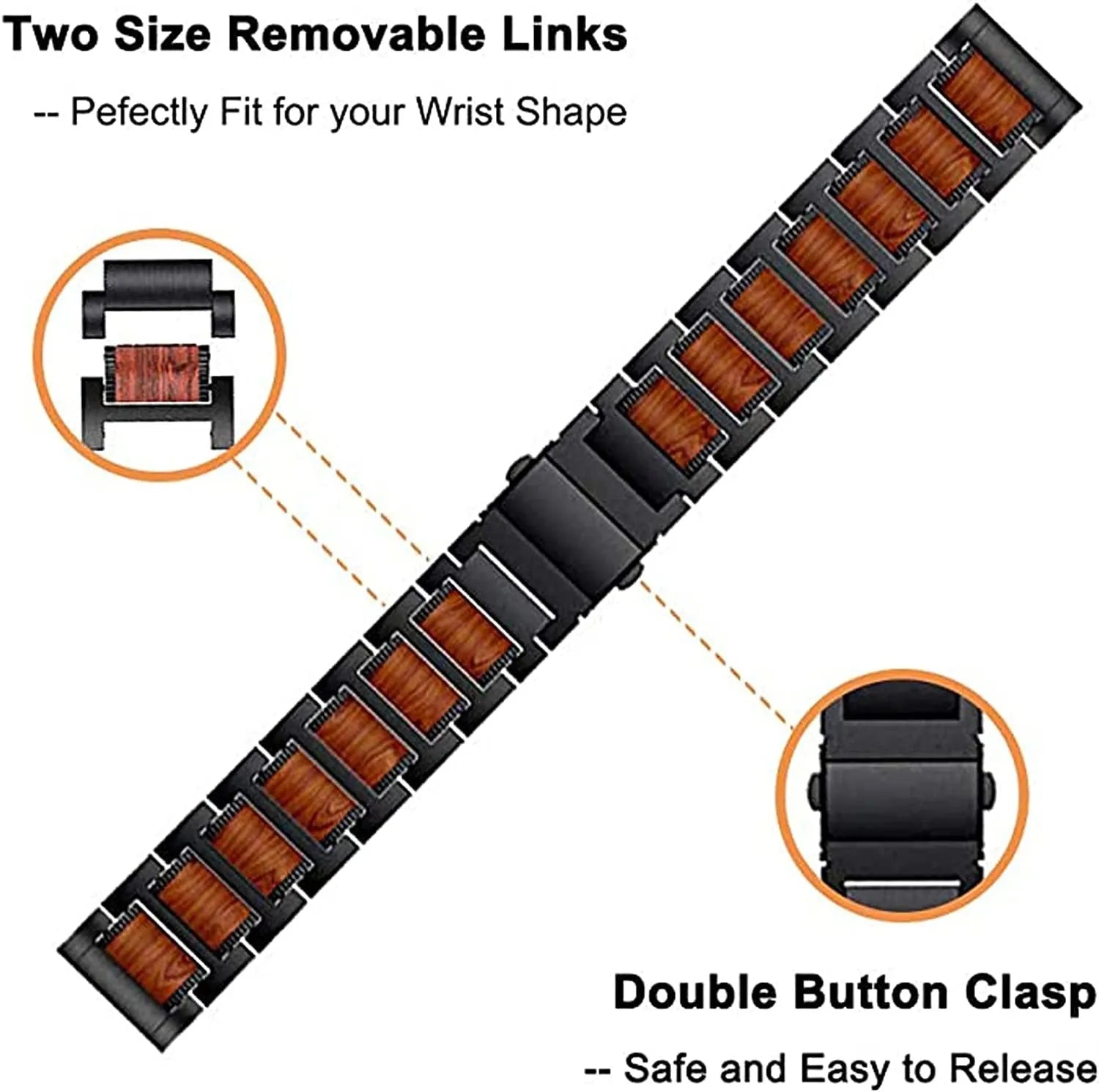 Amazfit Bip Max Wood Steel Strap (Black)