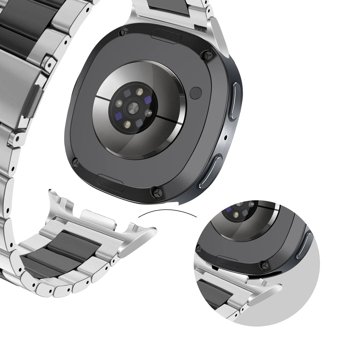 Bandz Samsung Galaxy Watch 8 Classic Steel Strap 'Classic' (Silver/Black)