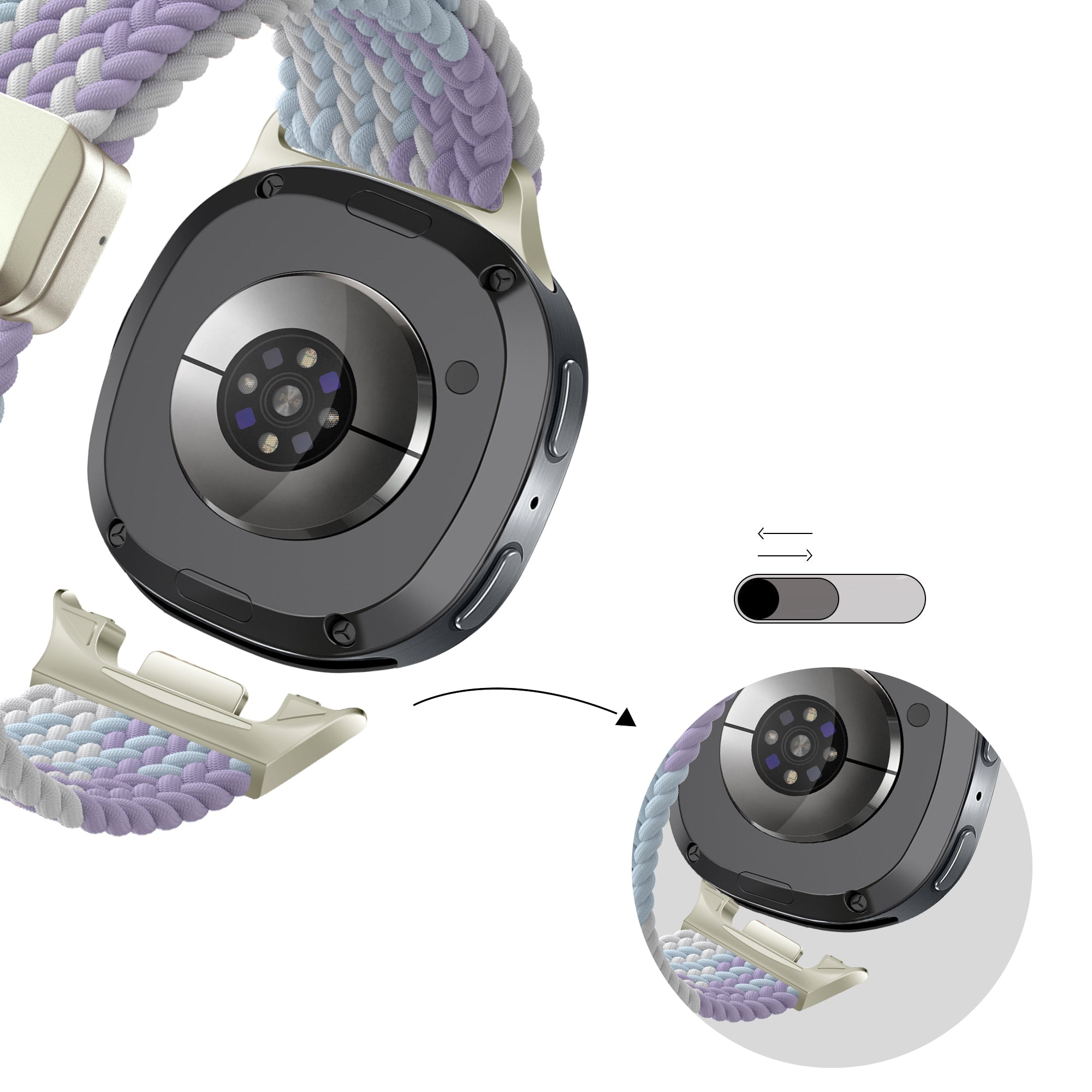 Bandz Correa trenzada magnética Samsung Galaxy Watch 8 - 40mm (morado mixto)