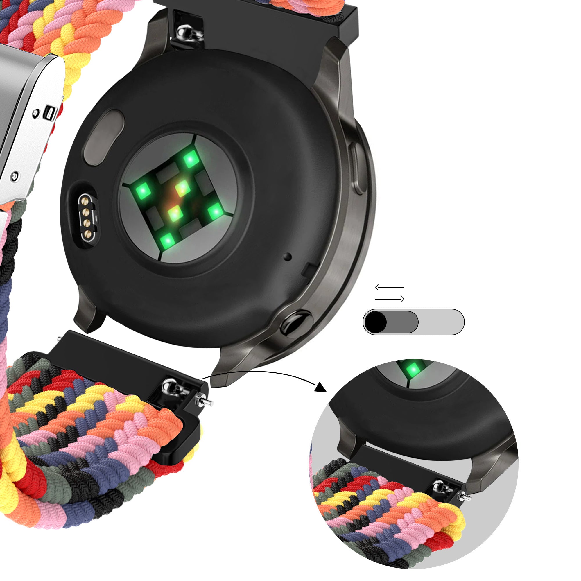 Bandz Correa nylon tejida Garmin Forerunner 70 (multicolor)