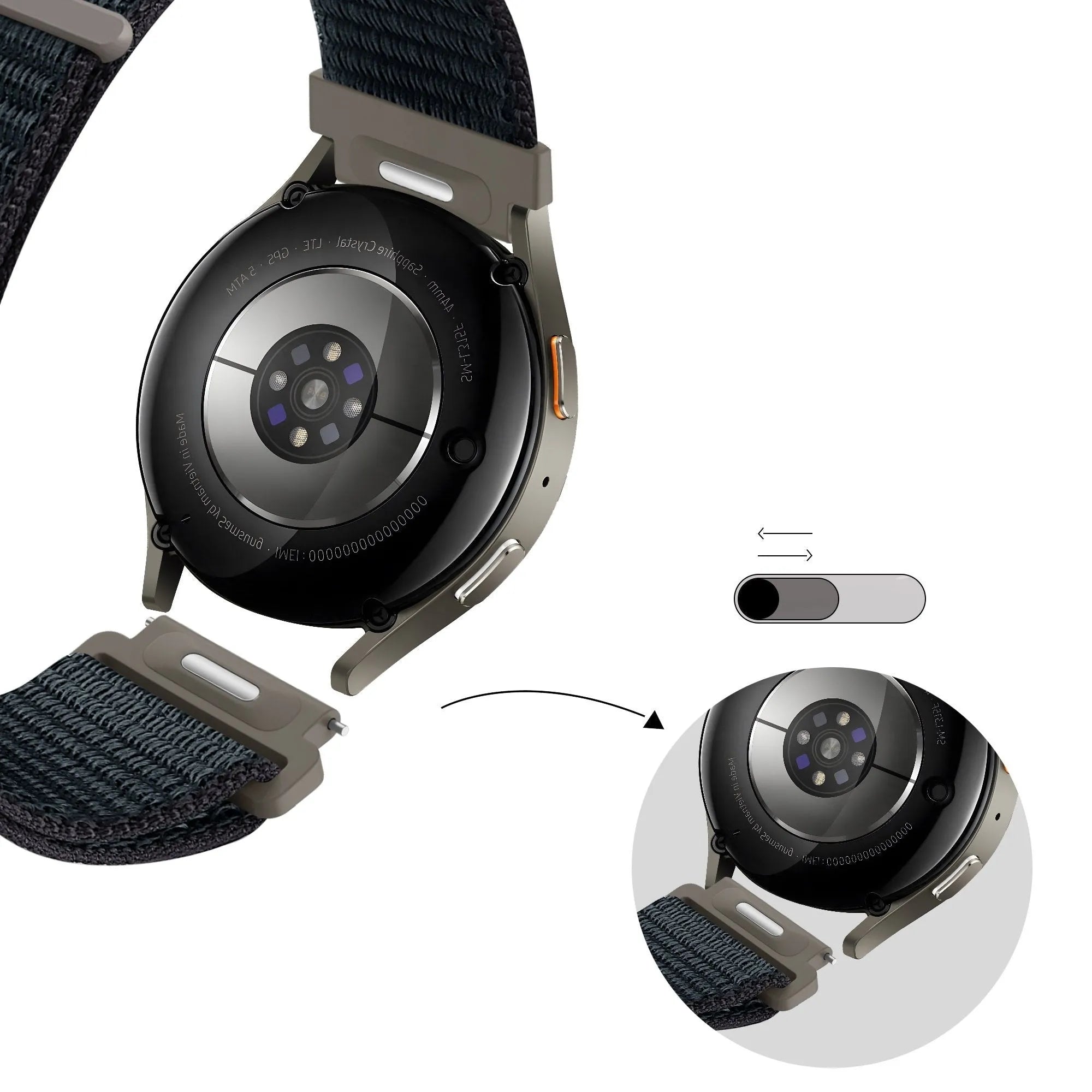 Bandz Correa nylon 'Easy Fit' Gard Pro Health Smartwatch 3 - 41mm (gris-azul)