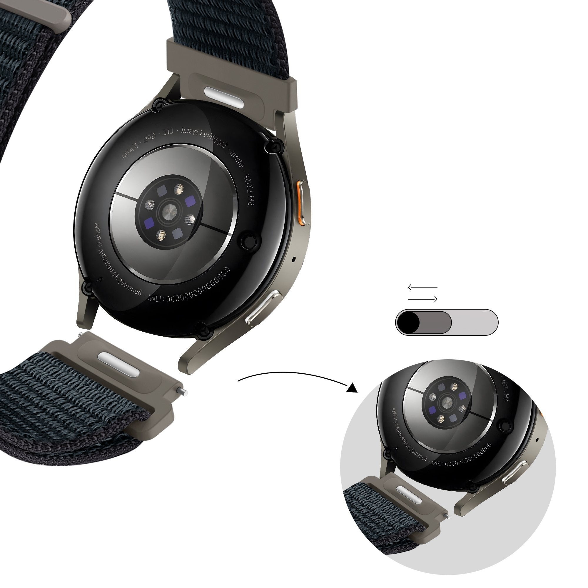 Bandz Huawei Watch GT 7 - 46mm Nylon Strap 'Easy Fit' (Grey-Blue)