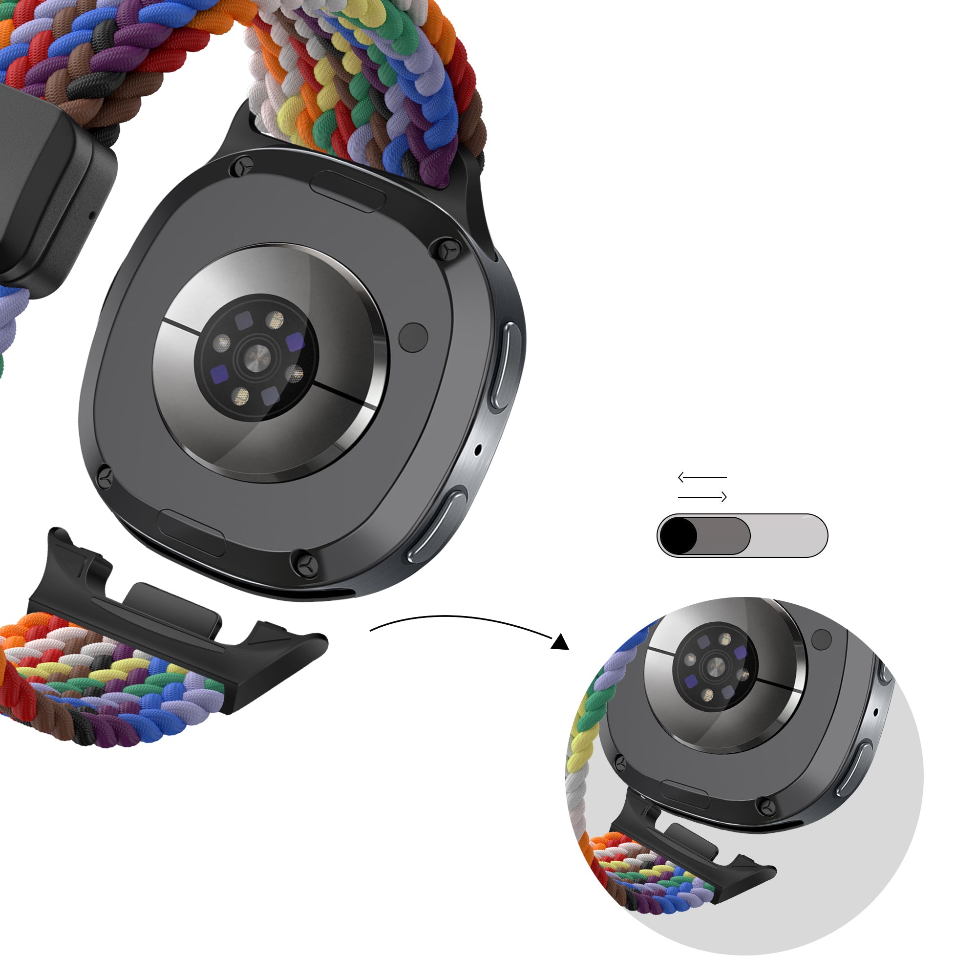 Bandz Samsung Galaxy Watch 8 Classic Magnetic Braided Strap (Colourful)