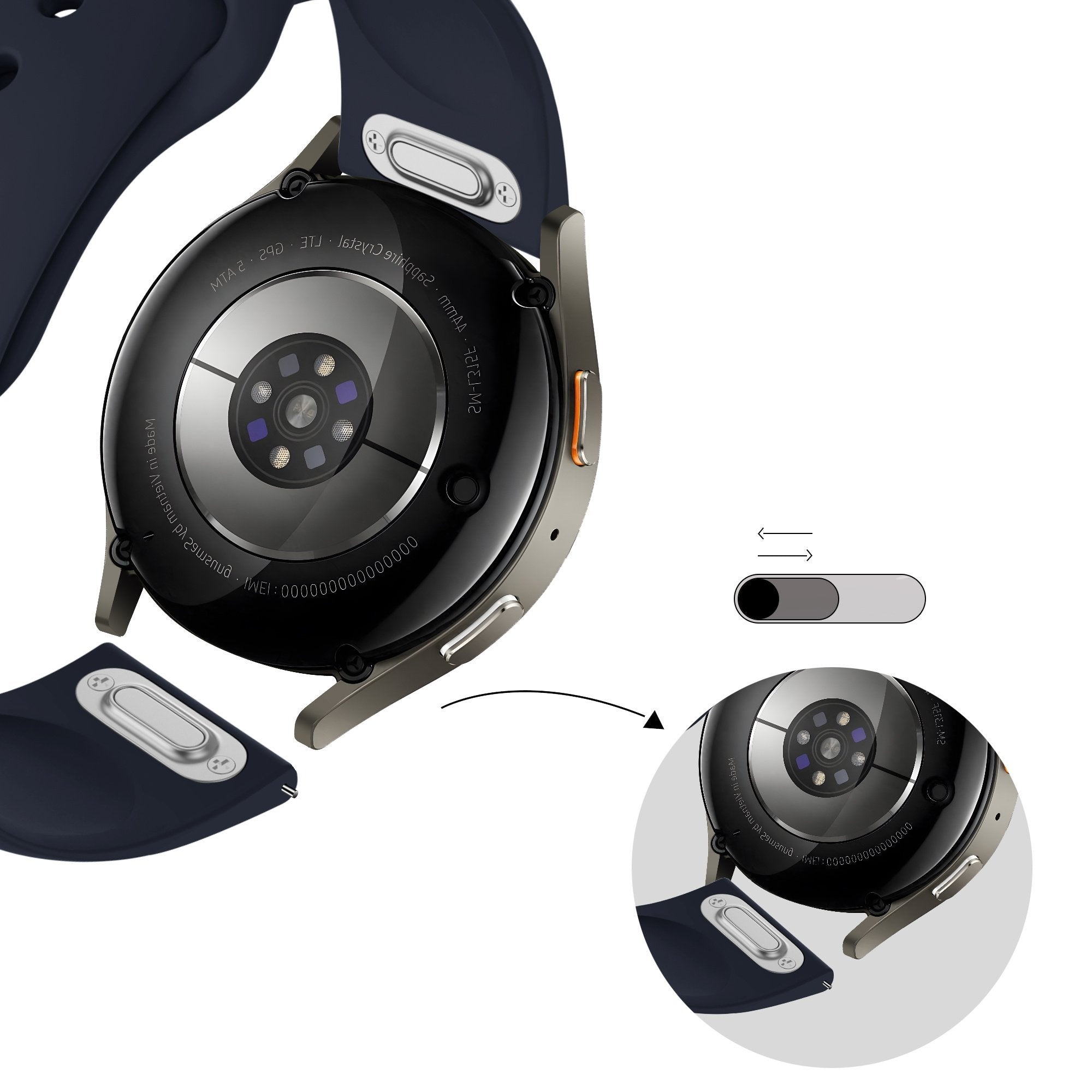Bandz Huawei Watch GT 3 46mm Sport Strap 'Easy Fit' (Dark Blue)