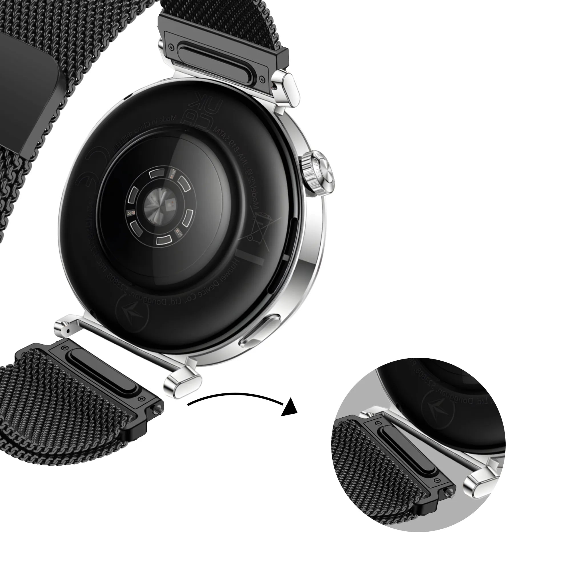 Bandz Correa milanesa 'Easy fit' Huawei Watch GT 4 - 41mm (negro)