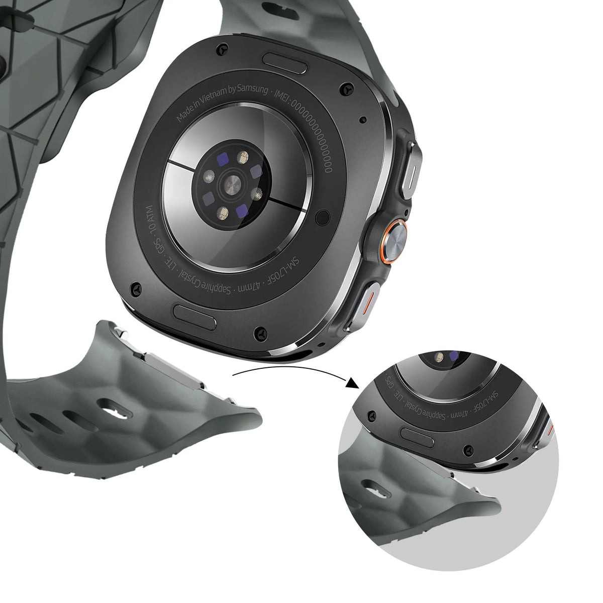 Correa silicona hexágonos Samsung Galaxy Watch Ultra 2 (gris oscuro)