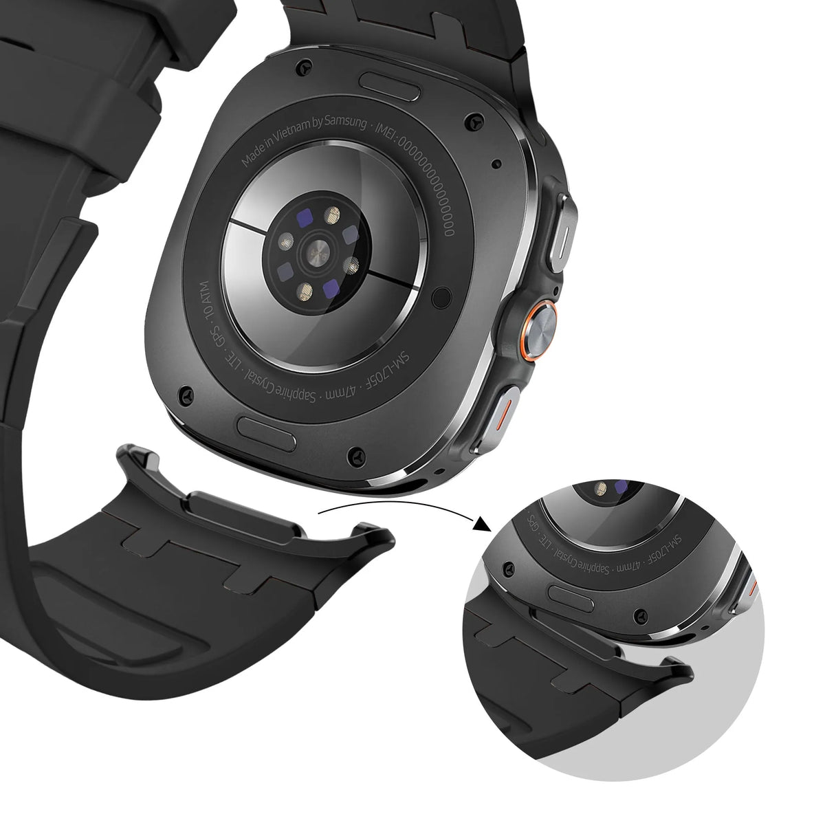 Bandz Correa silicona 'Luxe Liquid' Samsung Galaxy Watch Ultra 2 (naranja/negro)