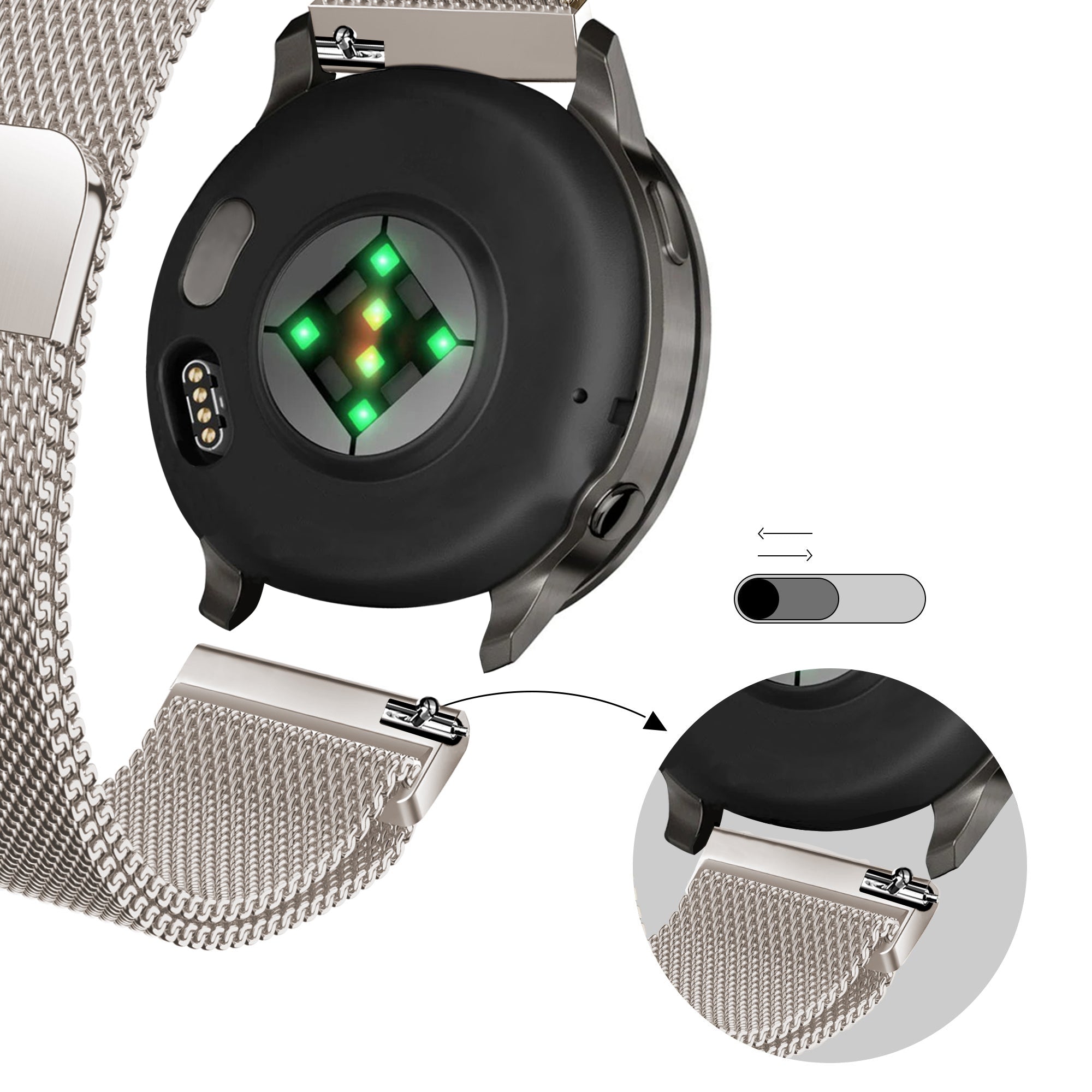 Bandz Correa milanesa Loop Garmin Approach S44 (blanco estrella)