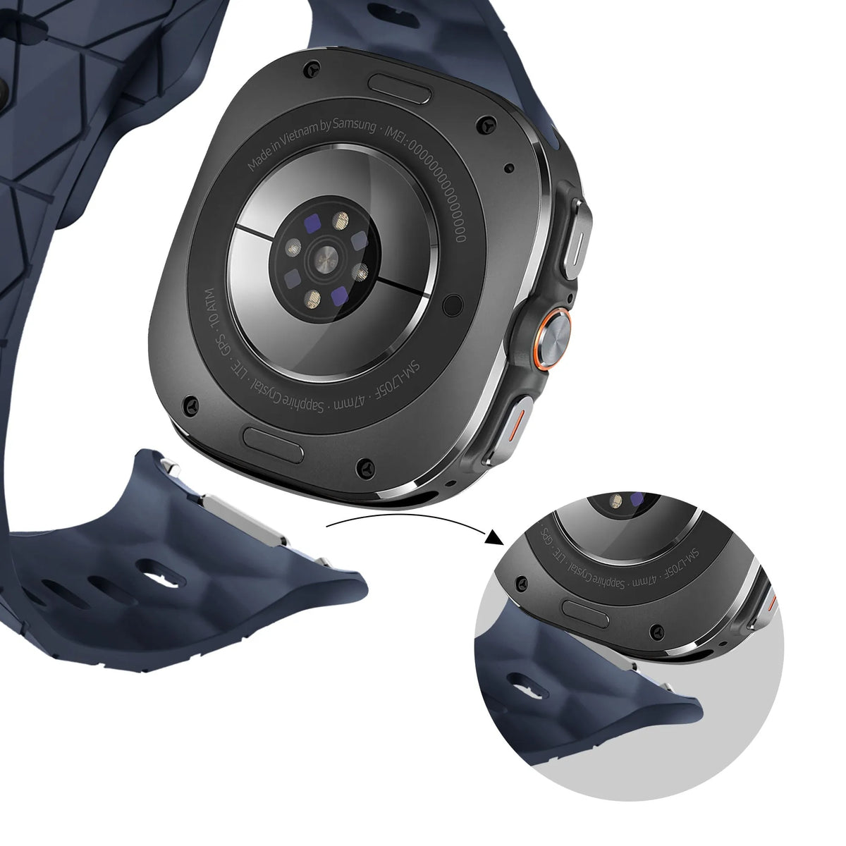 Samsung Galaxy Watch Ultra 2 Silicone Strap Hexagons (Dark Blue)