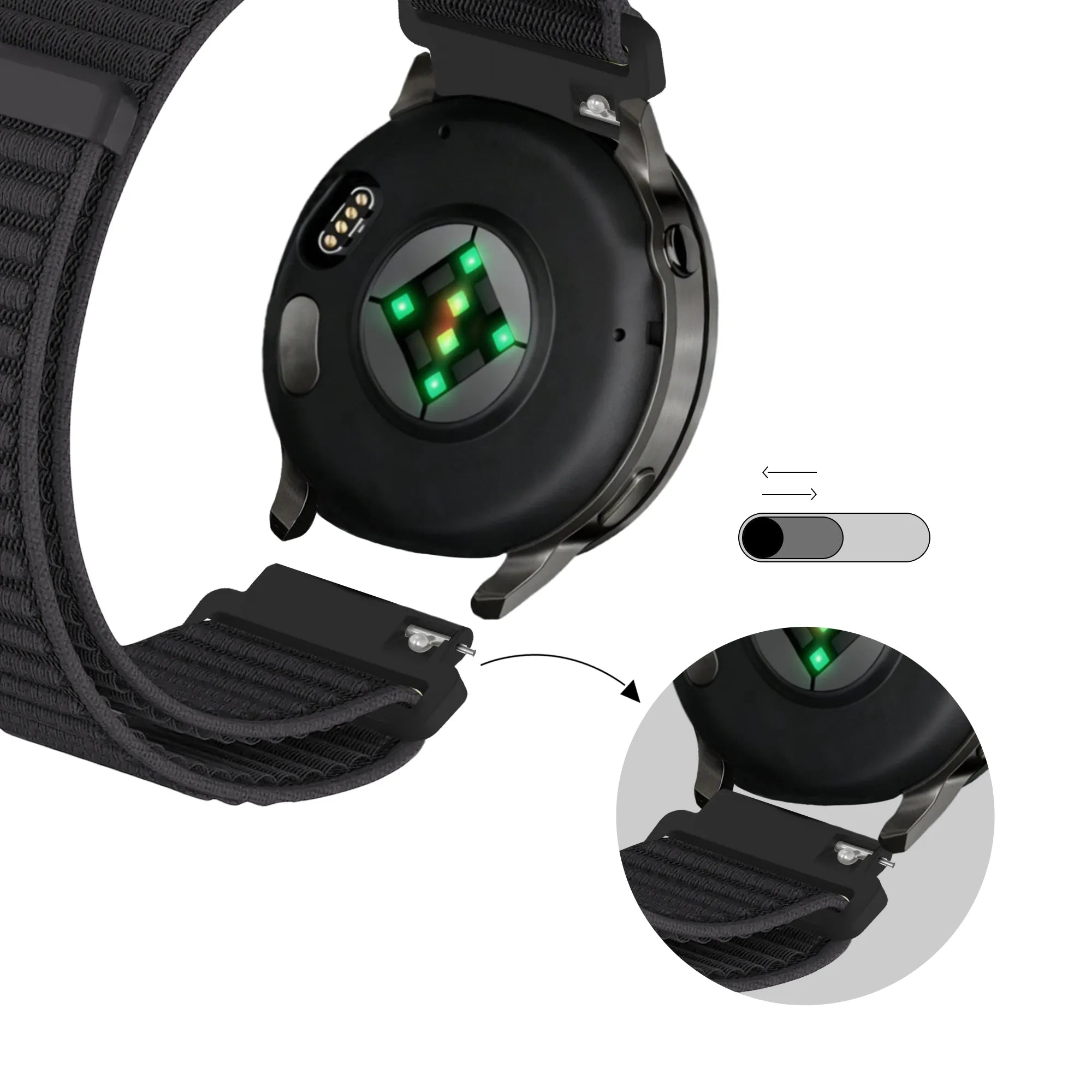 Bandz Correa nylon 'Wave' Garmin Vivoactive 4 (negro)