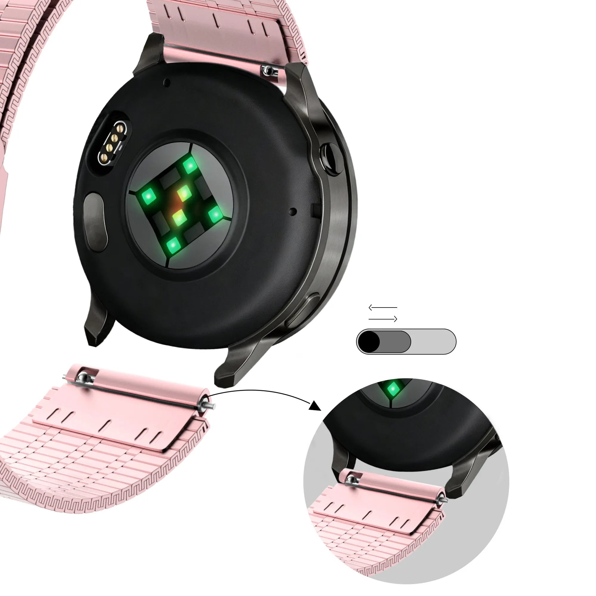 Bandz Correa acero ajustable Garmin Forerunner 170 (rosa)
