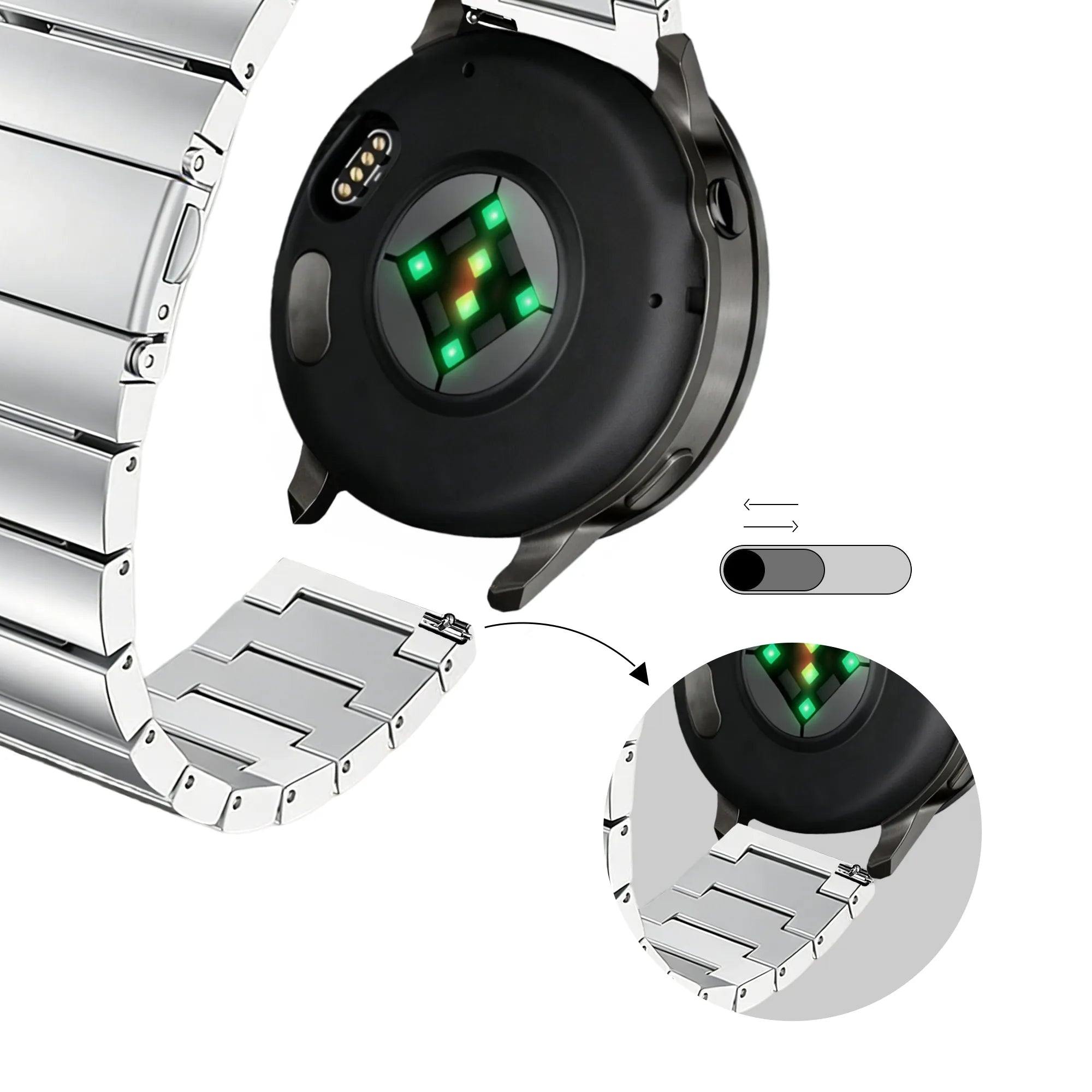 Bandz Correa acero 'One Bead' Garmin Approach S12 (plateado)