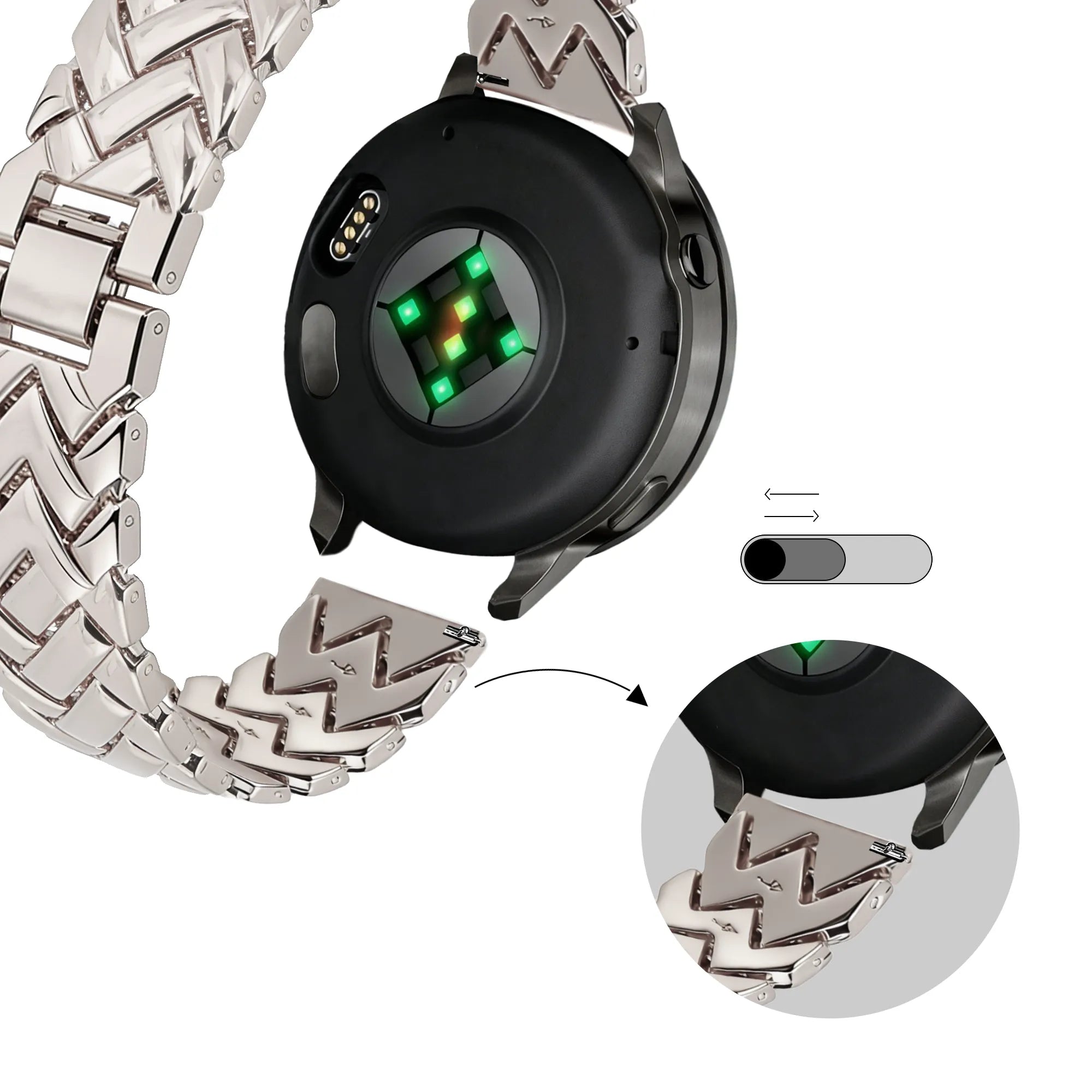 Bandz Correa metálica 'V-Type' Garmin Forerunner 255s (blanco estrella)