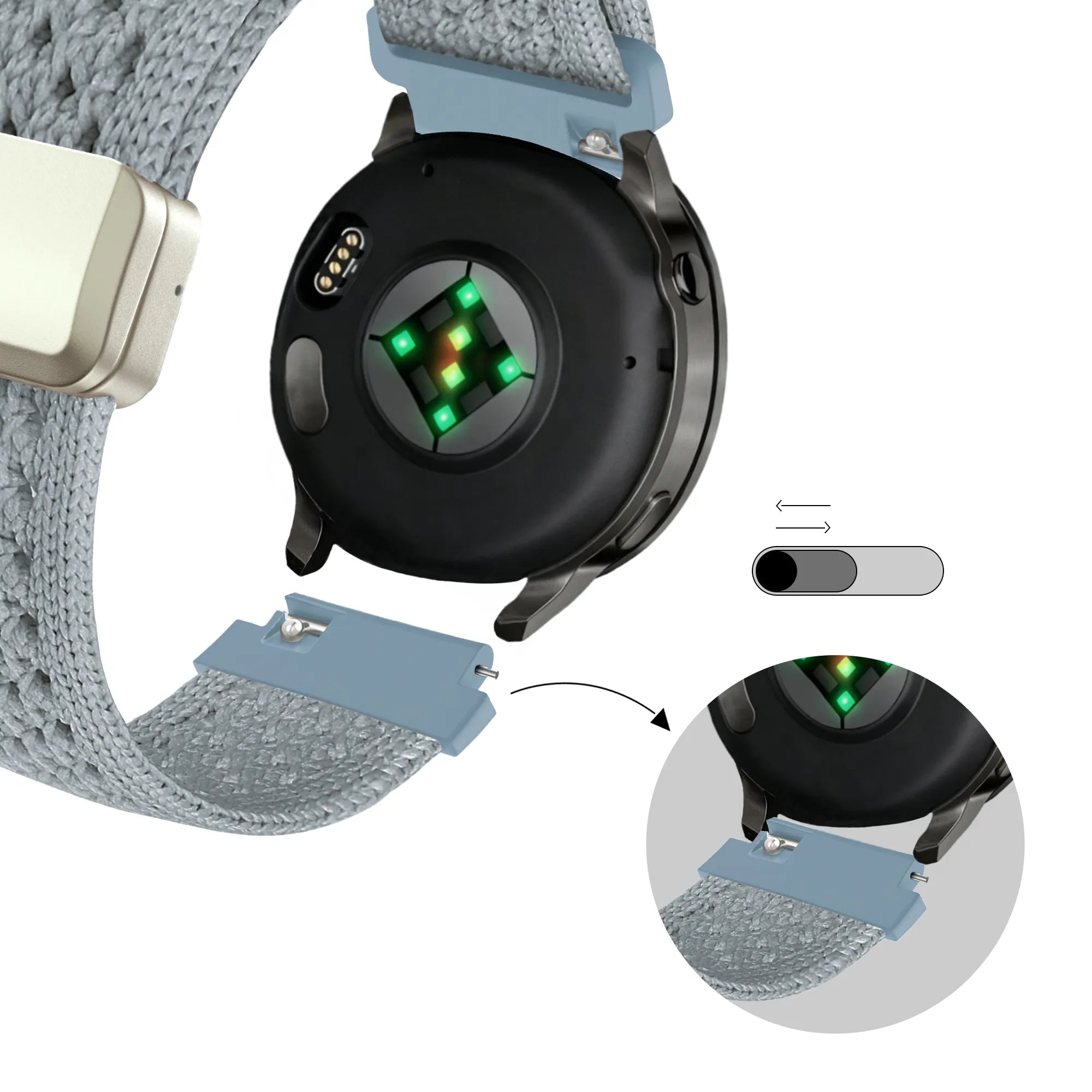 Bandz Garmin Vivoactive 4s Vintage Nylon Strap (Light Blue)