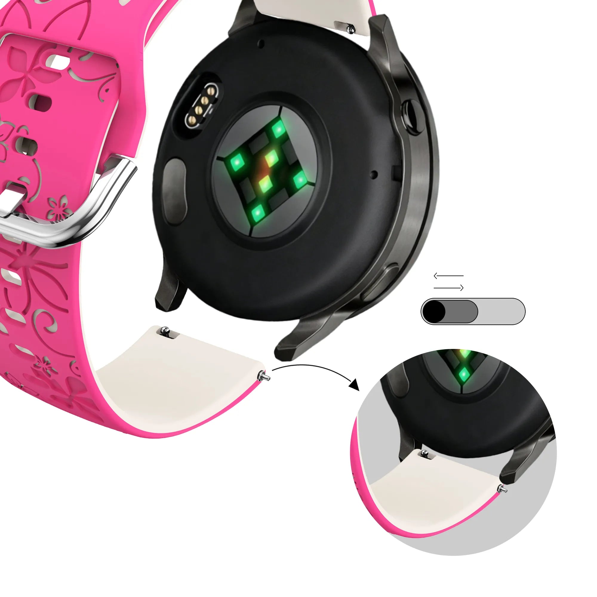 Bandz Correa silicona 'Flores' Garmin Forerunner 265s (rosa brillante/blanco estrella)