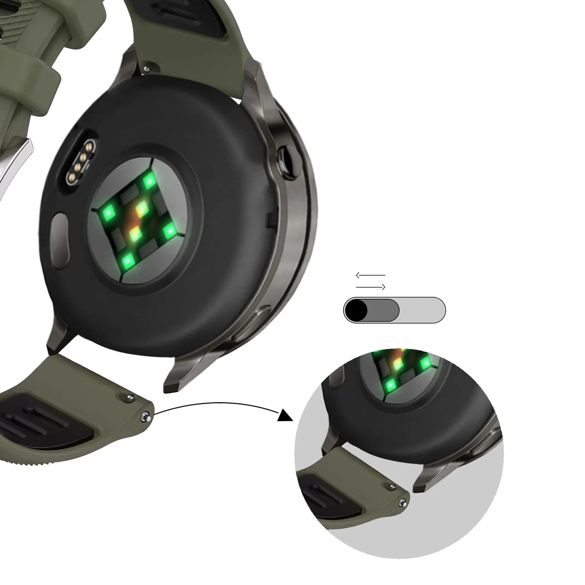 Bandz Correa deportiva con hebilla Garmin Forerunner 265s (verde oliva/negro)