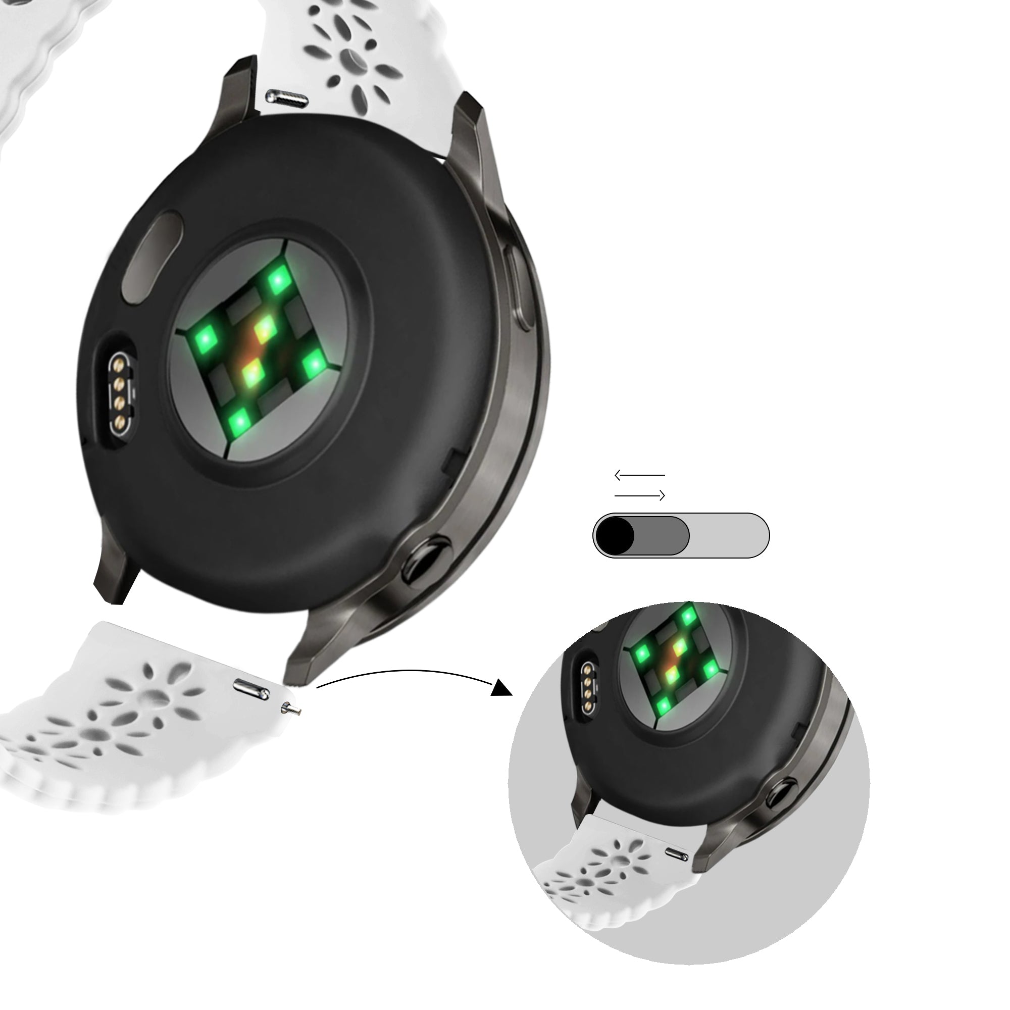 Bandz Correa silicona 'Lace' Garmin Vivomove Trend (blanco)