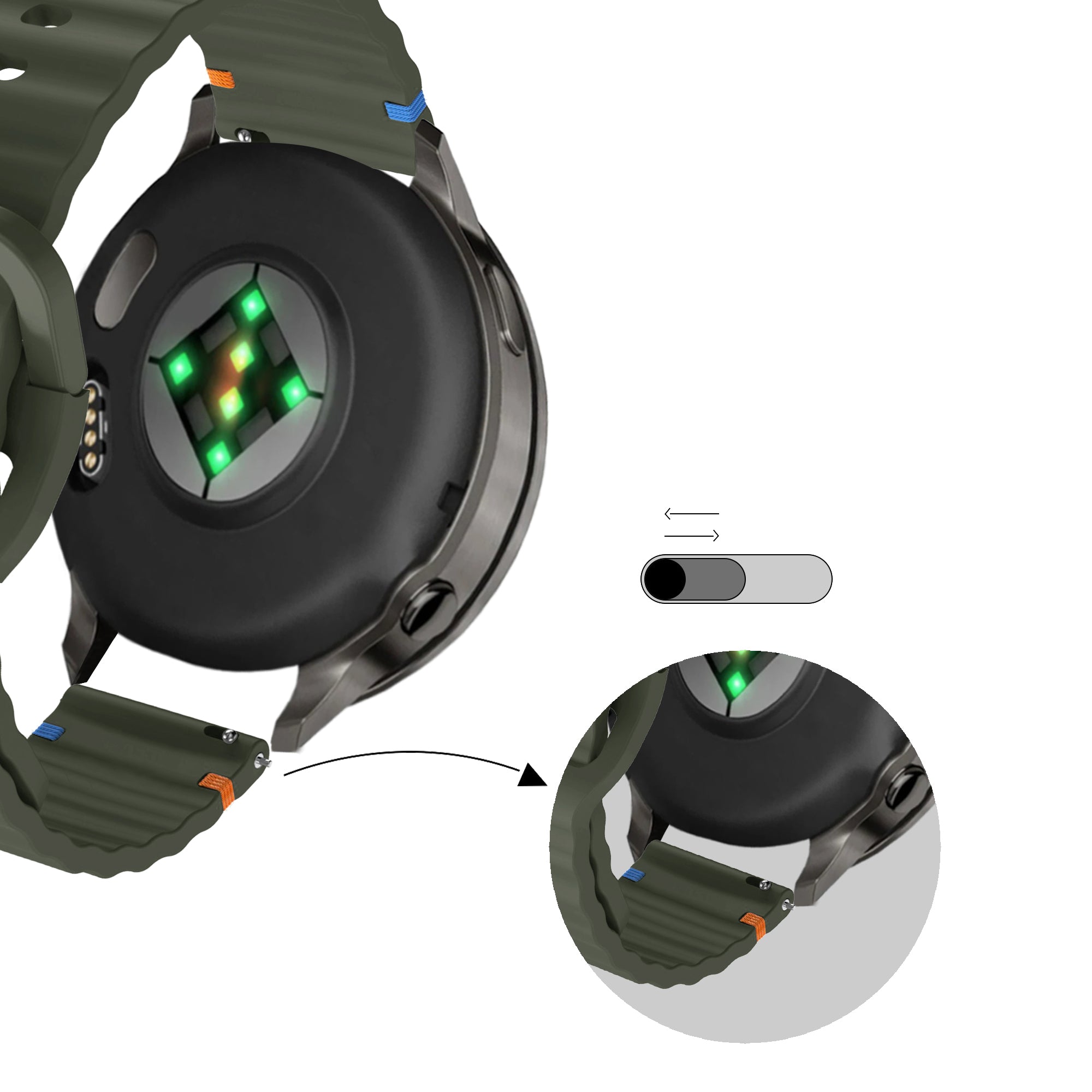 Bandz Correa silicona 'Wave' Garmin Approach S44 (verde militar)