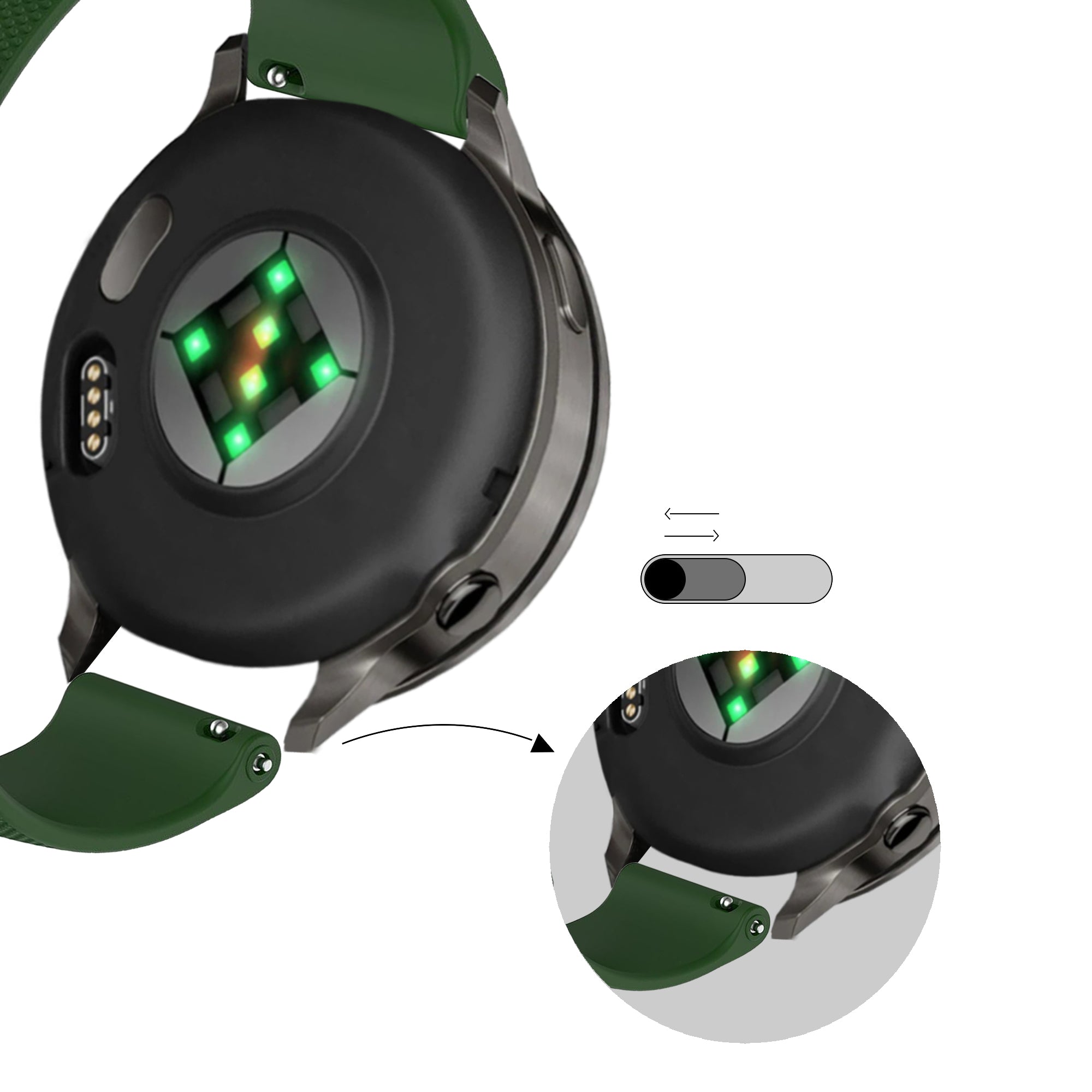 Bandz Correa silicona 'Premium' Garmin Vivoactive 4 (verde militar)