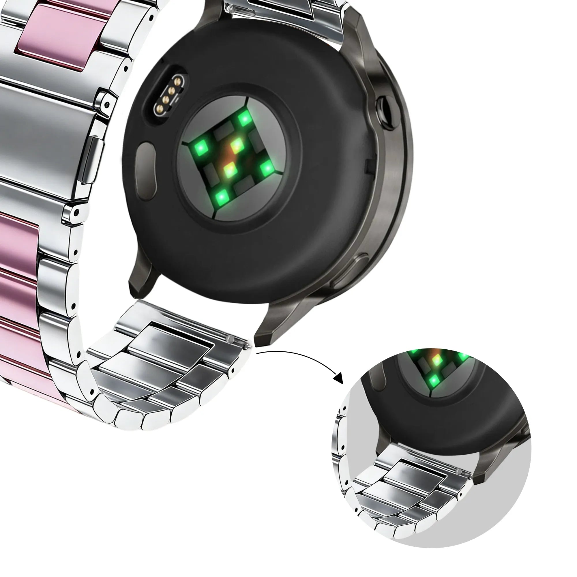 Bandz Correa acero 'Classic' Garmin Venu 3s (plateado/rosa)