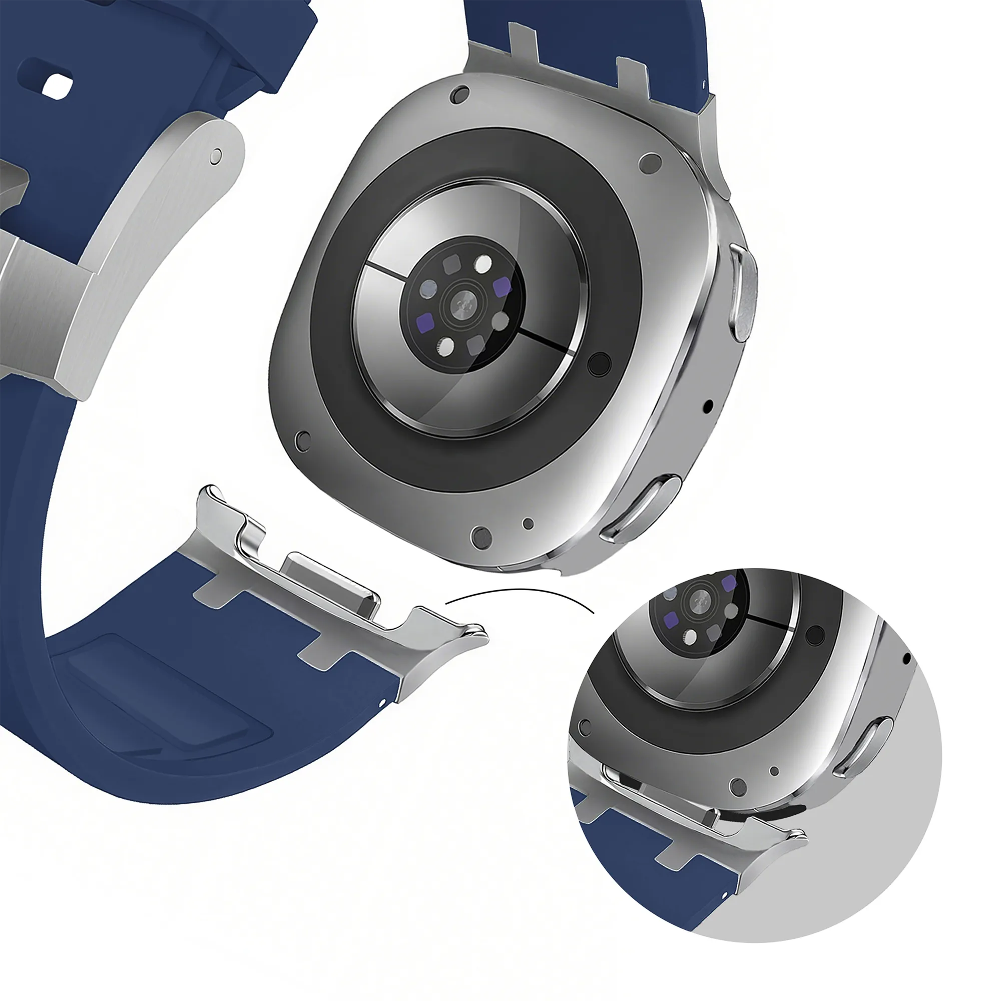 Bandz Samsung Galaxy Watch 9 - 44mm Silicone Strap 'Luxe Liquid' (Dark Blue)
