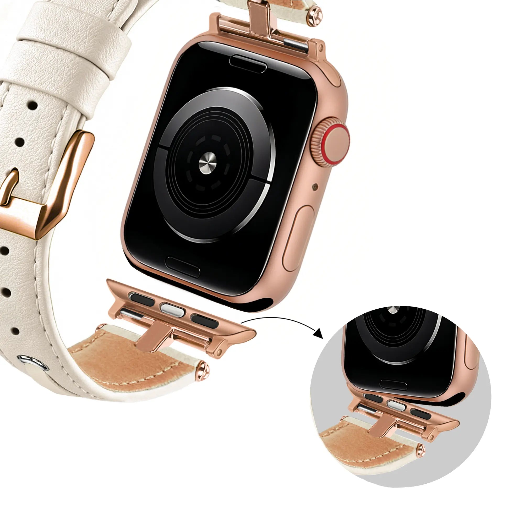 Bandz Correa cuero 'T-belt' Apple Watch (beige)