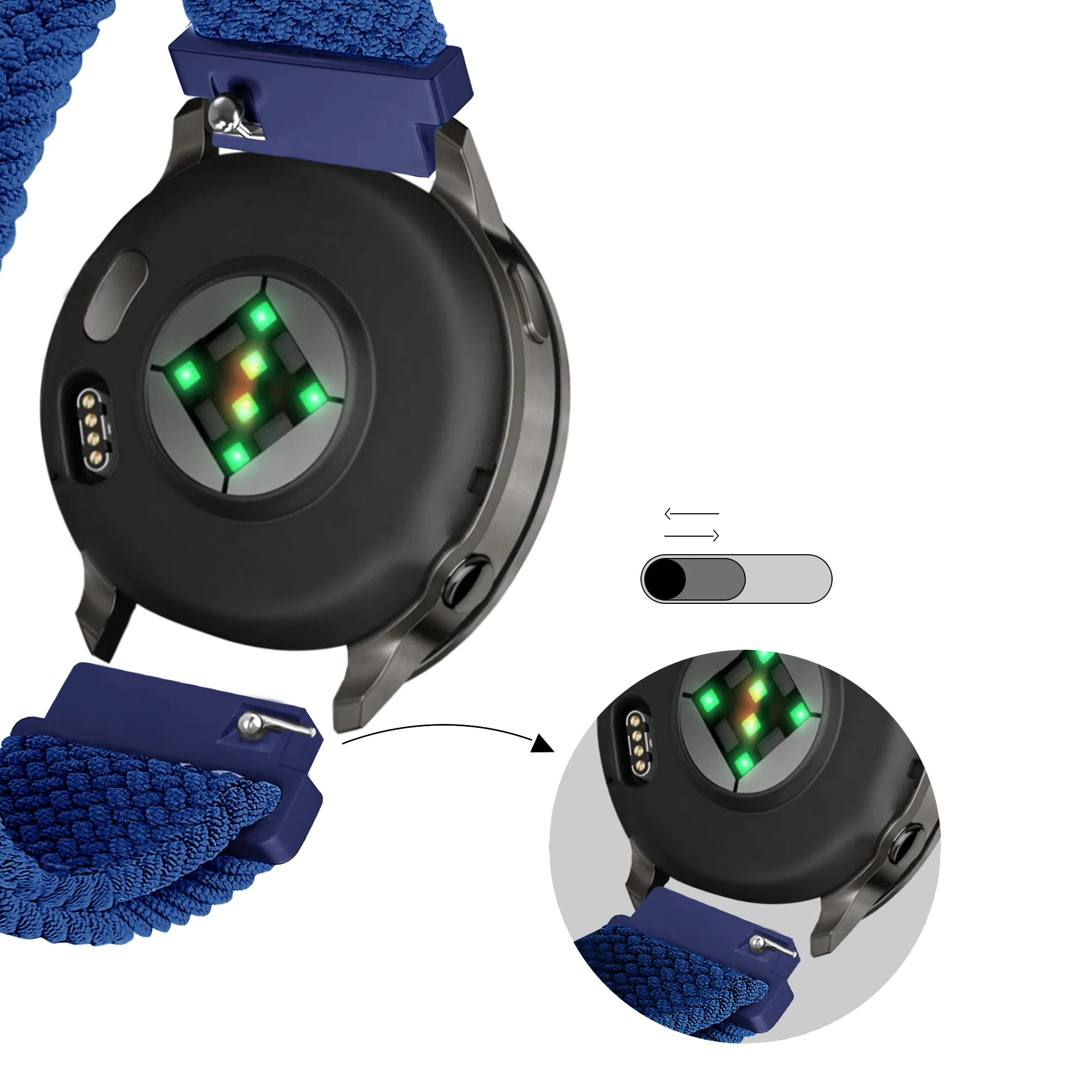 Bandz Correa trenzada ajustable Garmin Vivomove 3s (azul)