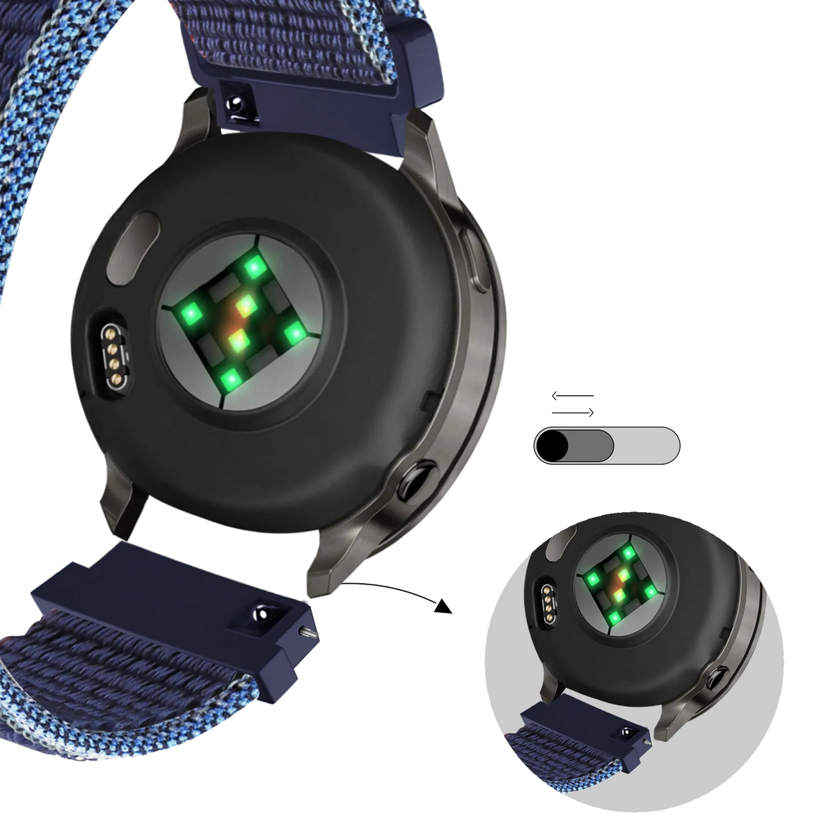 Bandz Correa nylon Loop Garmin Forerunner 55 (azul oscuro mix)