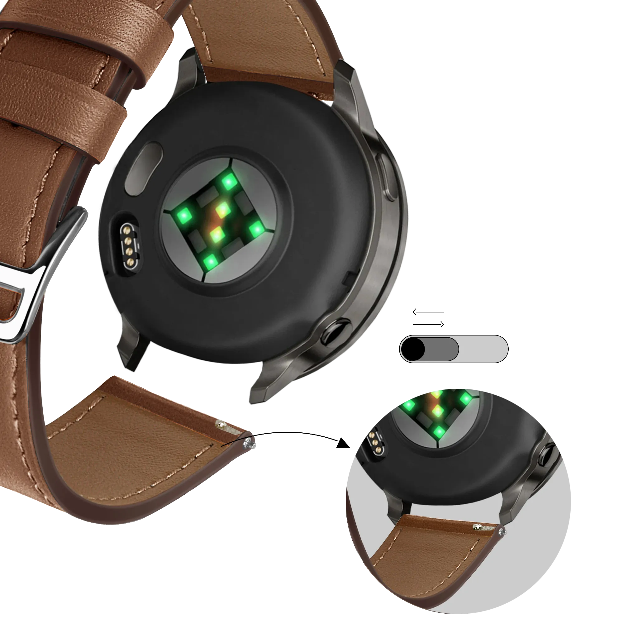 Bandz Correa cuero 'Deluxe' Garmin Forerunner 265s (marrón)