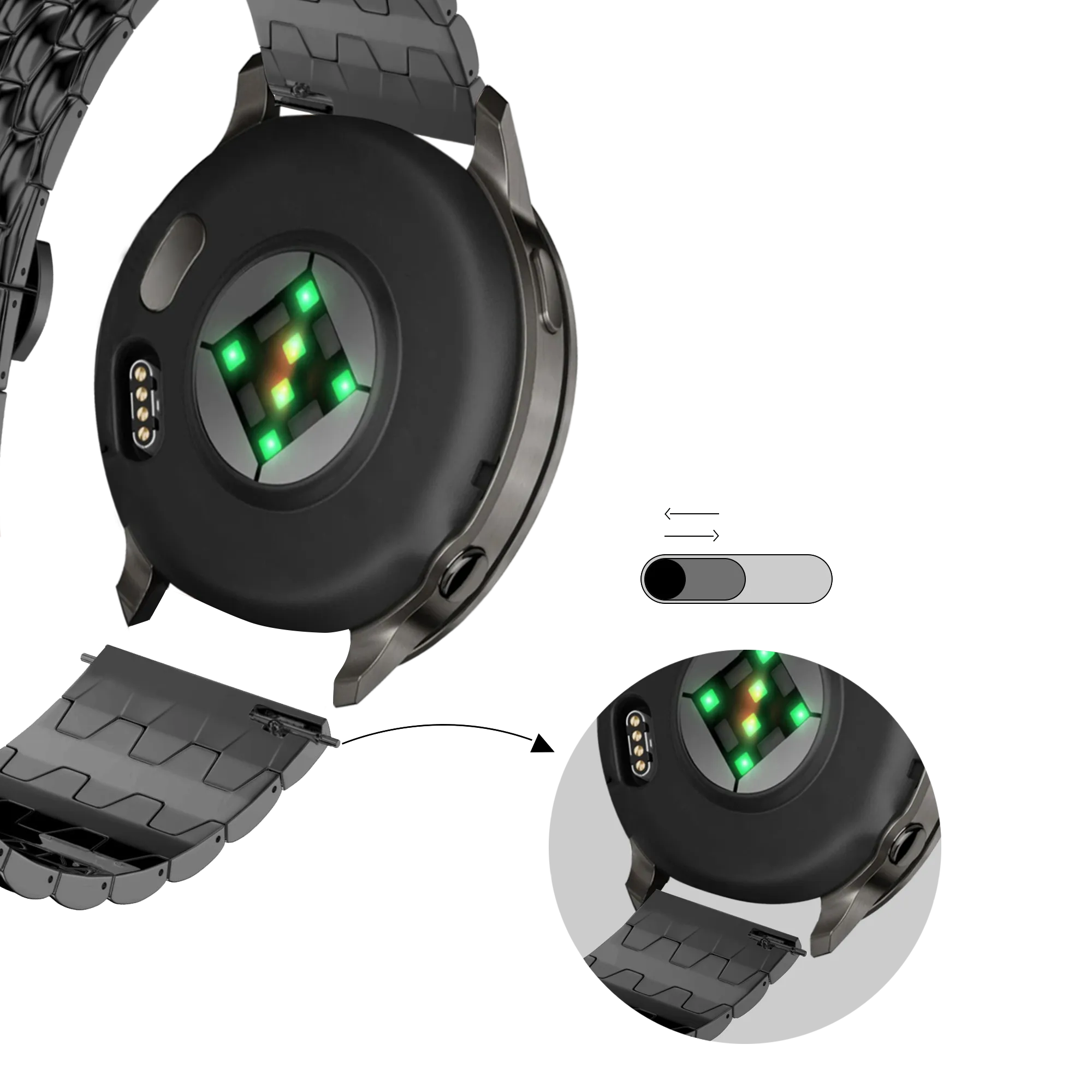 Bandz Correa acero 'Dragon' Garmin Bounce 2 (negro)