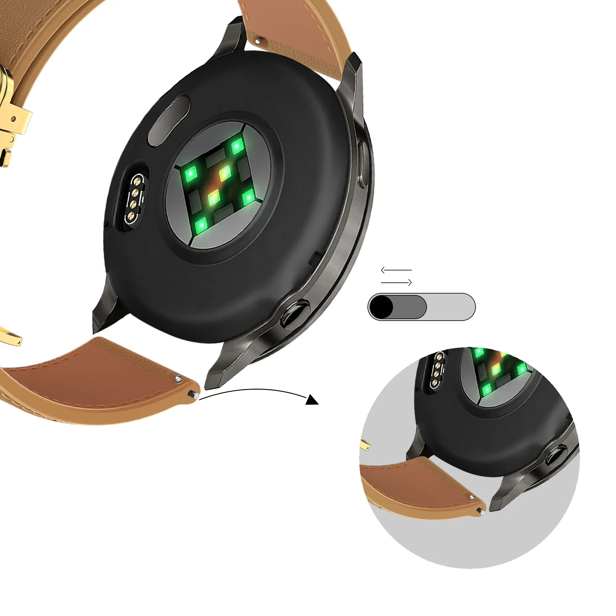 Bandz Correa cuero 'D-Type' Garmin Forerunner 55 (té con leche)