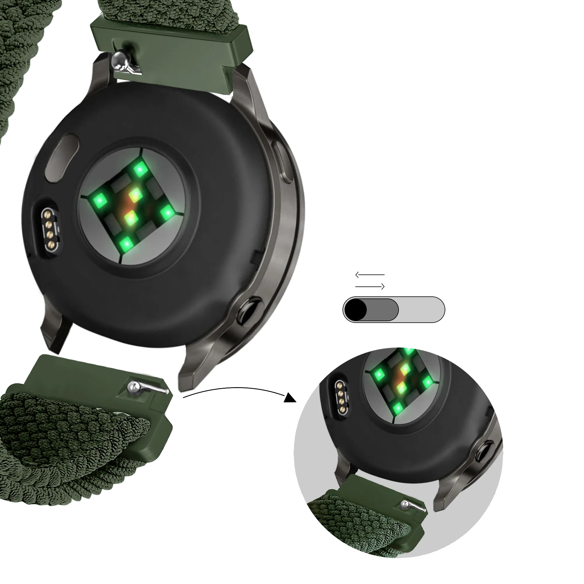 Bandz Garmin Vivomove 3s Adjustable Braided Strap (Green)