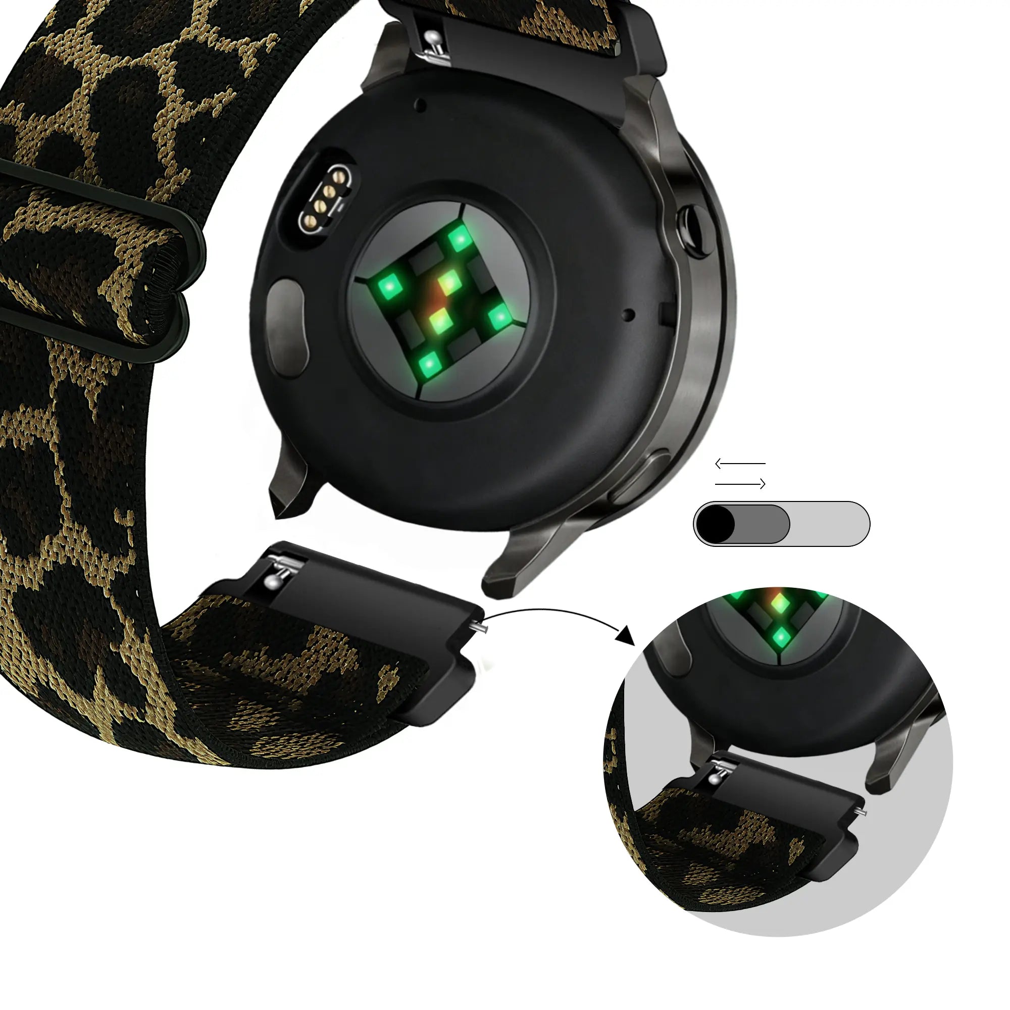 Bandz Huawei Watch GT 3 Pro - 43mm Elastic Nylon Strap ('Leopard')