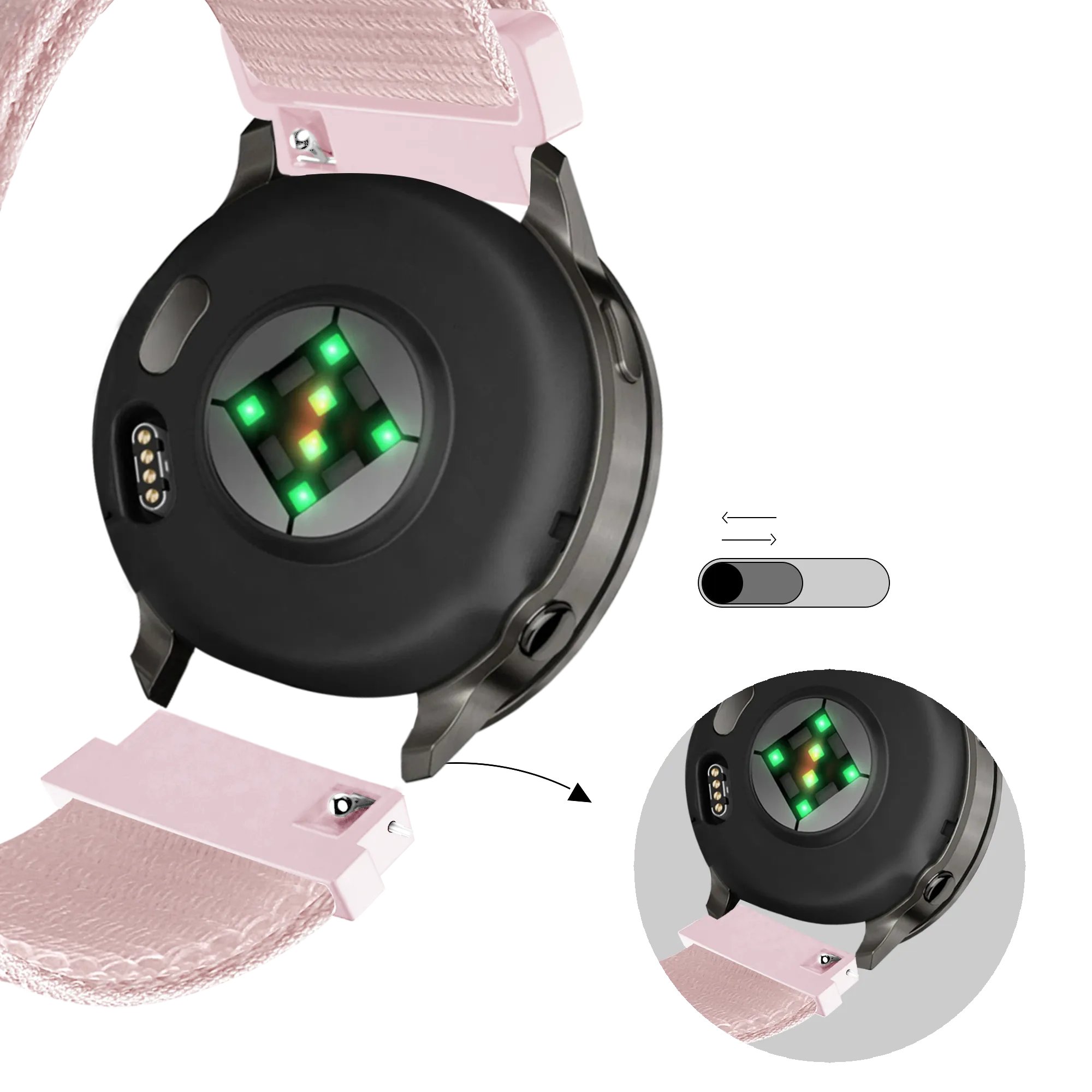 Bandz Correa nylon Loop Garmin Vivomove Sport (rosa claro)