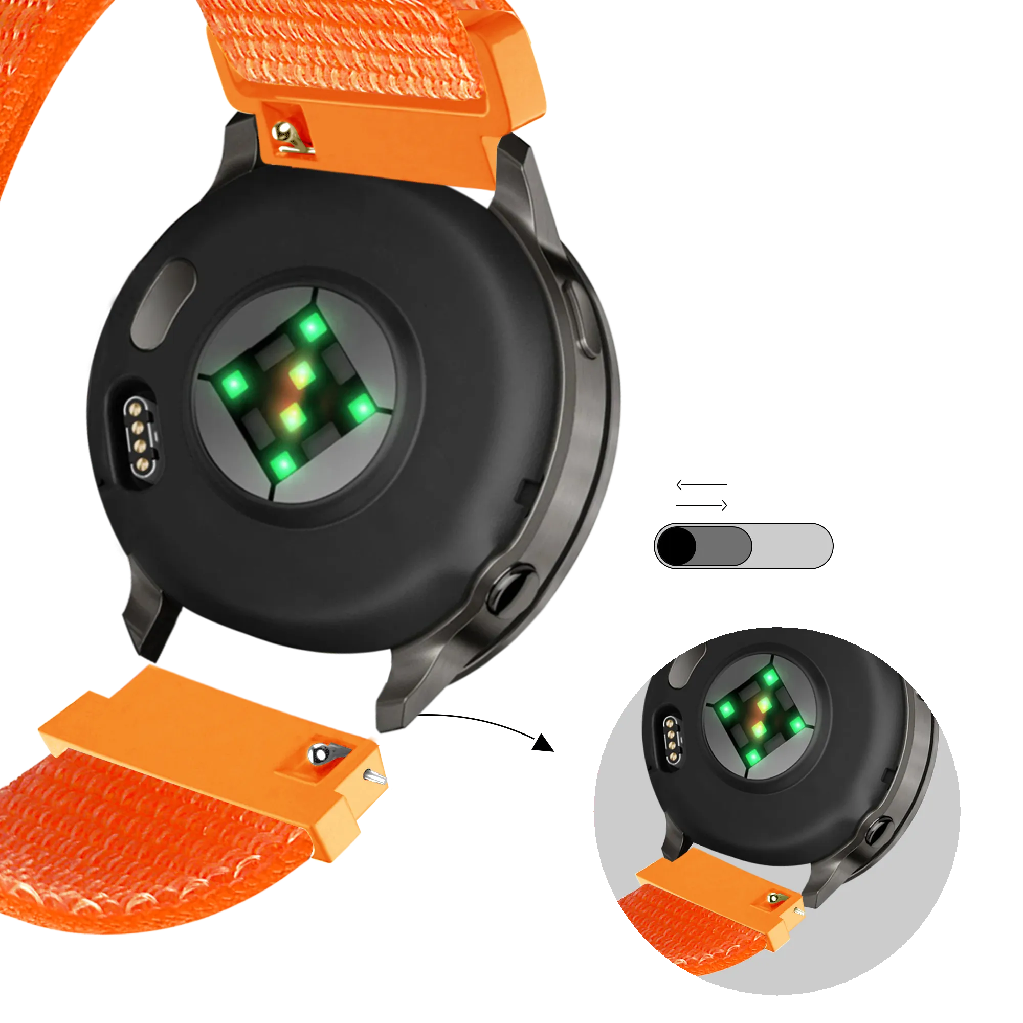 Bandz Garmin Vivoactive 6 Nylon Loop Strap (Orange)