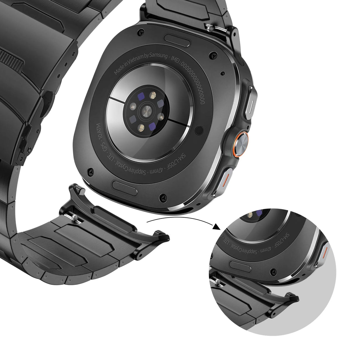Bandz Correa titanio 'Deluxe' Samsung Galaxy Watch Ultra 2 (negro)