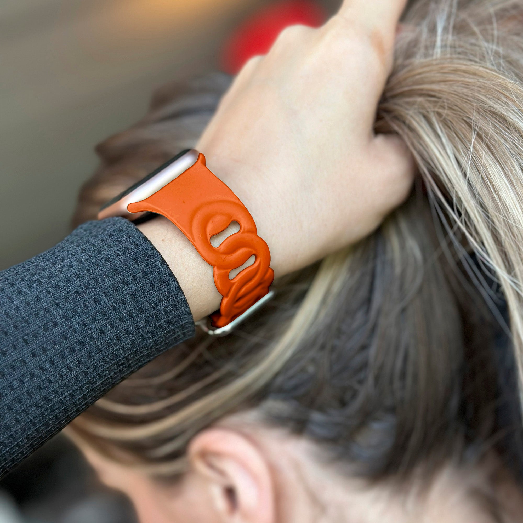 Correa con cadena de silicona Apple Watch (naranja)