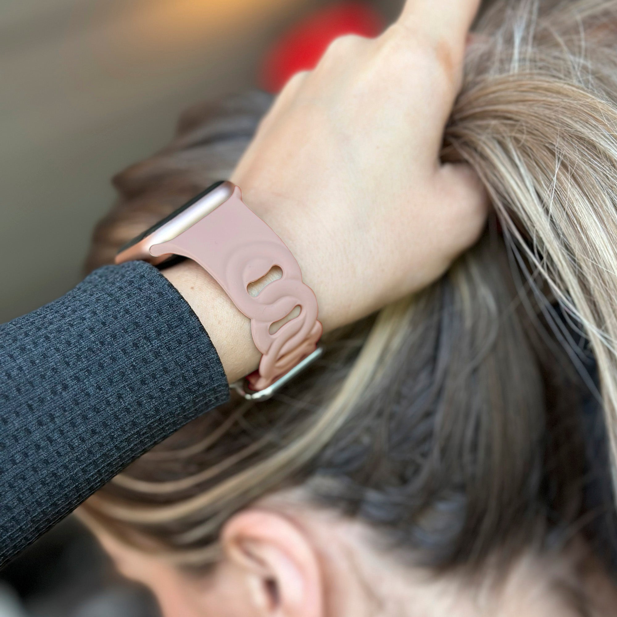 Correa silicona cadena Apple Watch (rosa)