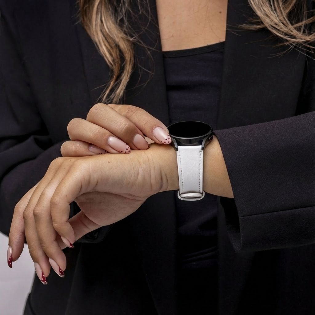 Correa cuero Samsung Galaxy Watch 4 44mm (blanco)