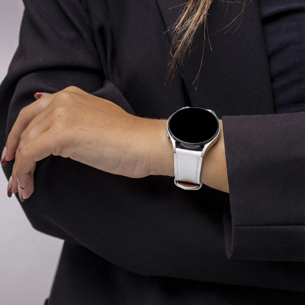 Correa cuero Samsung Galaxy Watch 4 44mm (blanco)