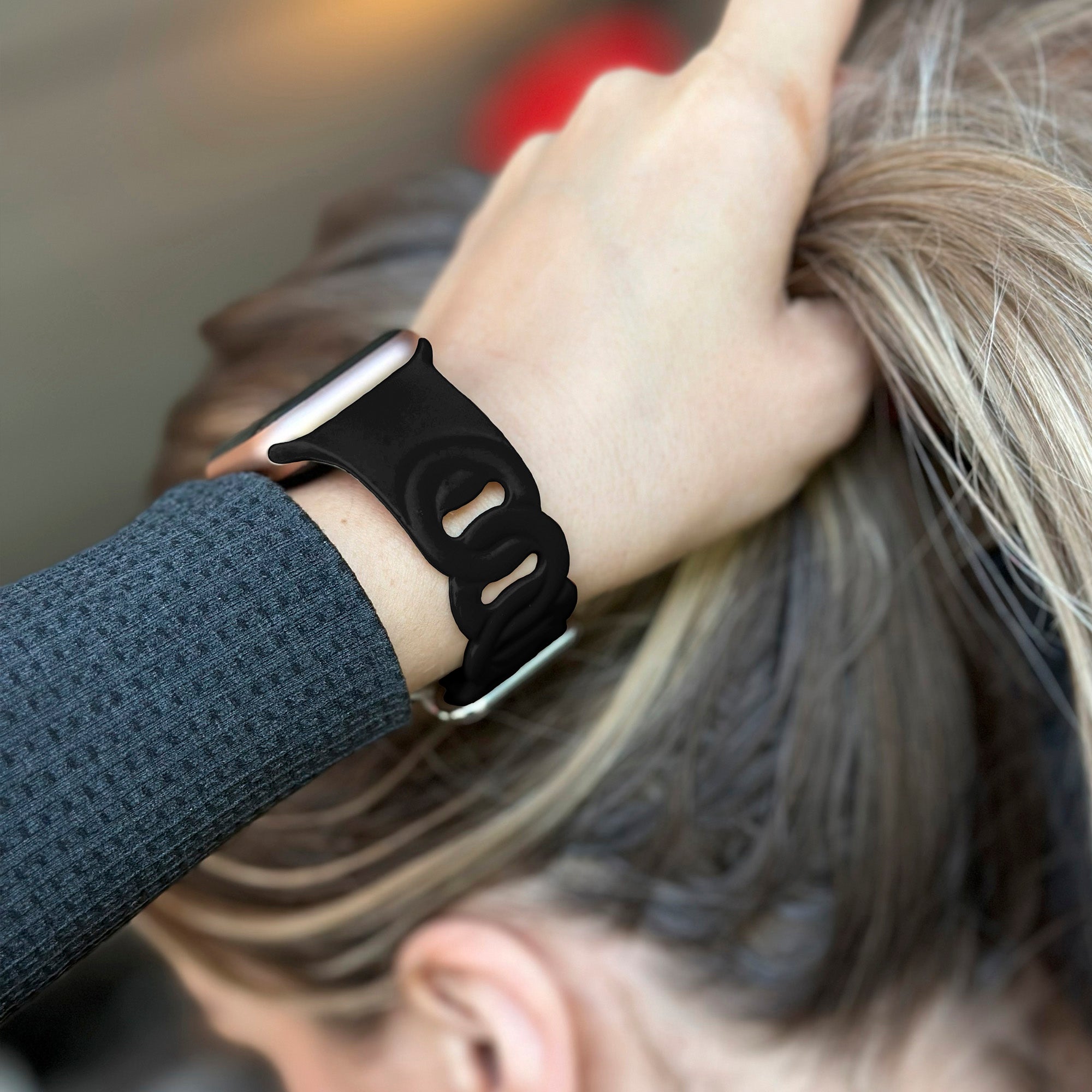 Correa silicona cadena Apple Watch (negro)