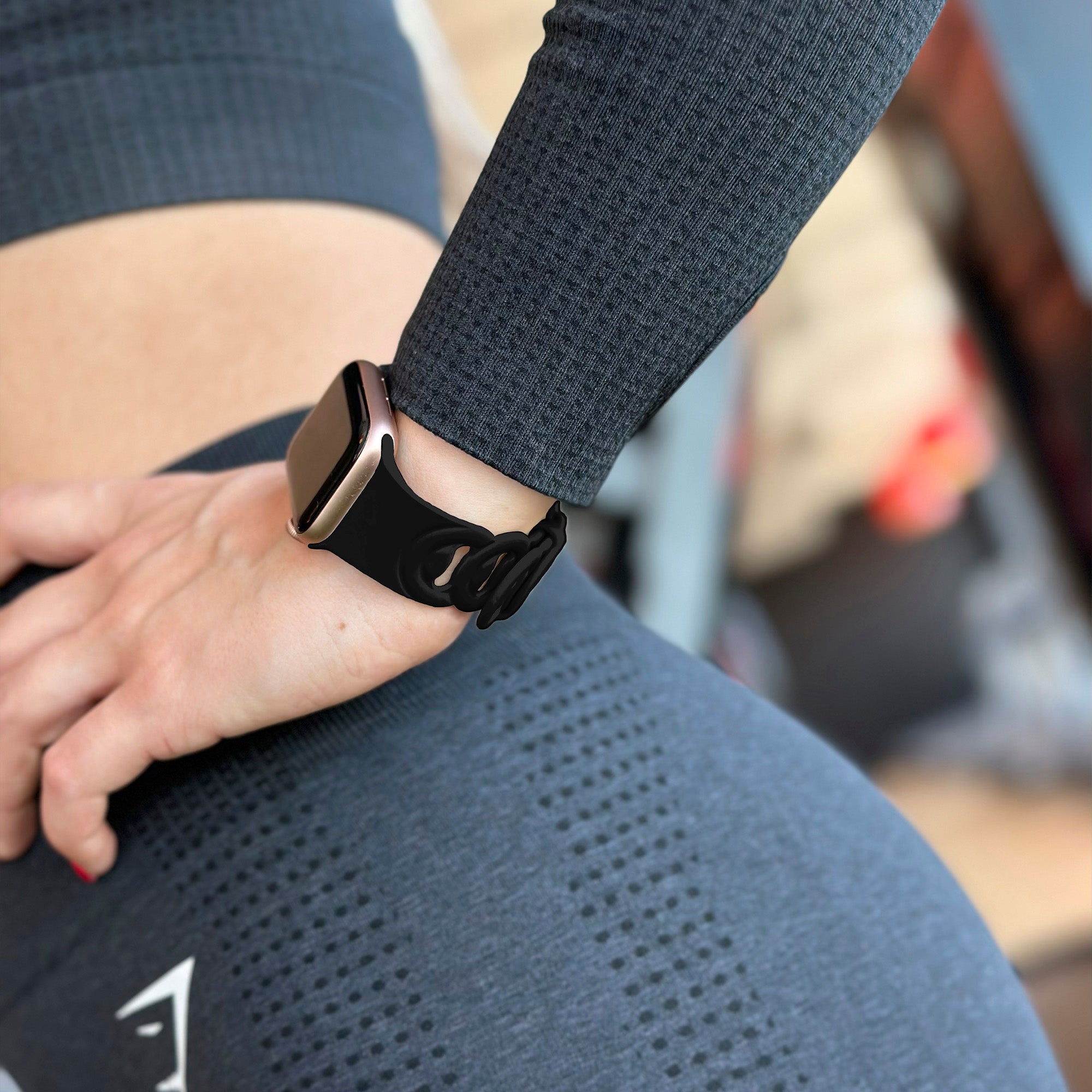 Correa silicona cadena Apple Watch (negro)