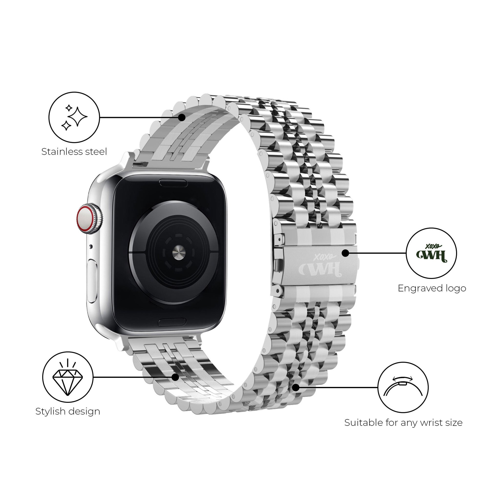 Correa acero xoxo Wildhearts Apple Watch (plateado)
