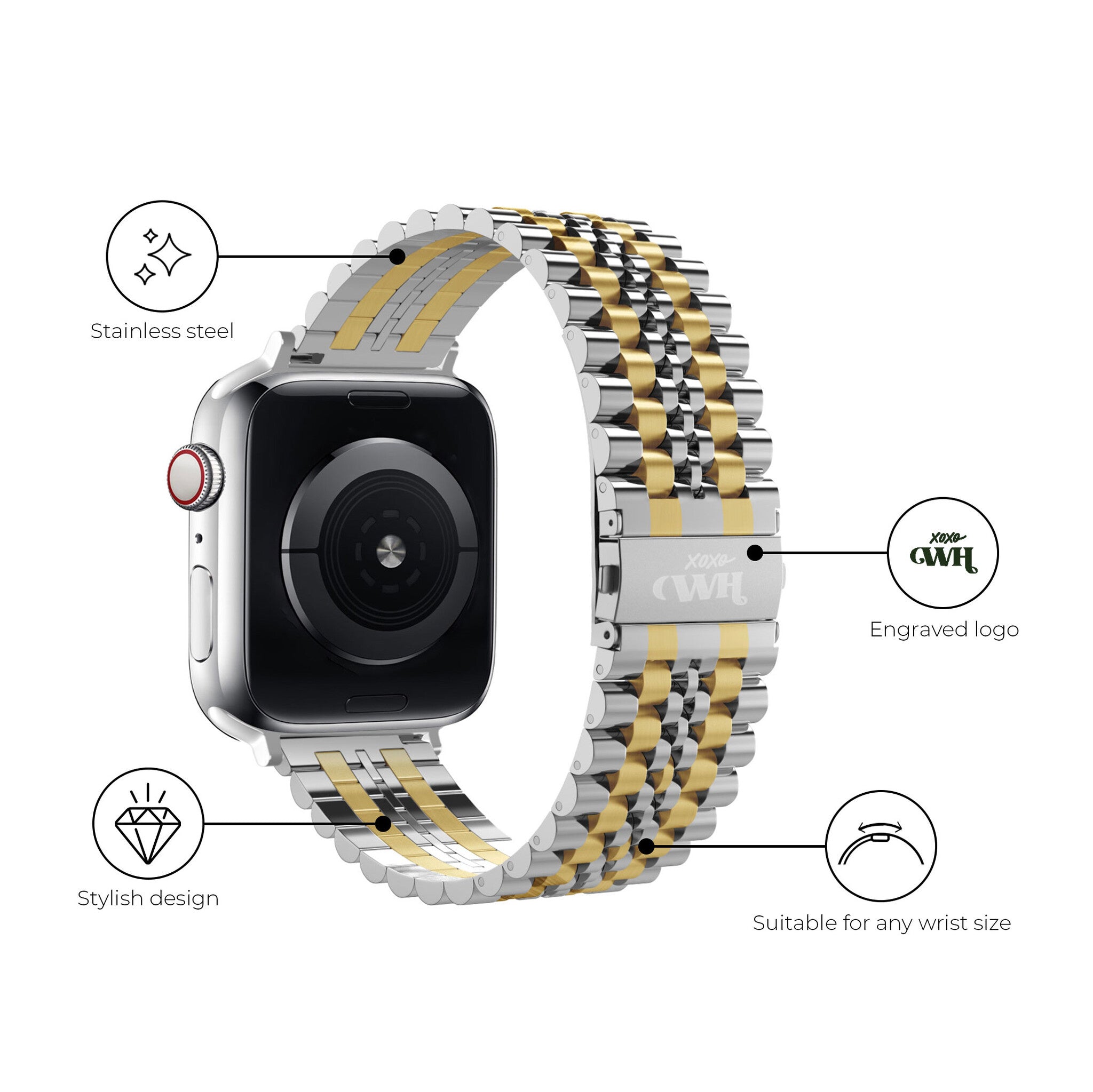 Correa acero xoxo Wildhearts Apple Watch (plateado/dorado)