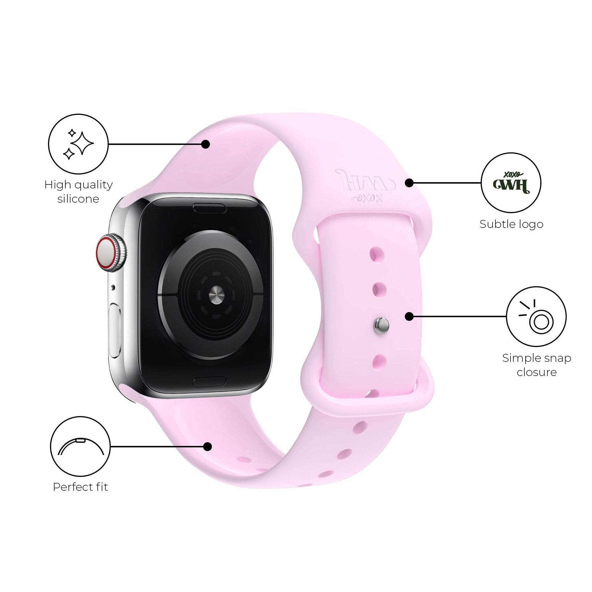 Correa silicona xoxo Wildhearts Apple Watch (rosa brillante)