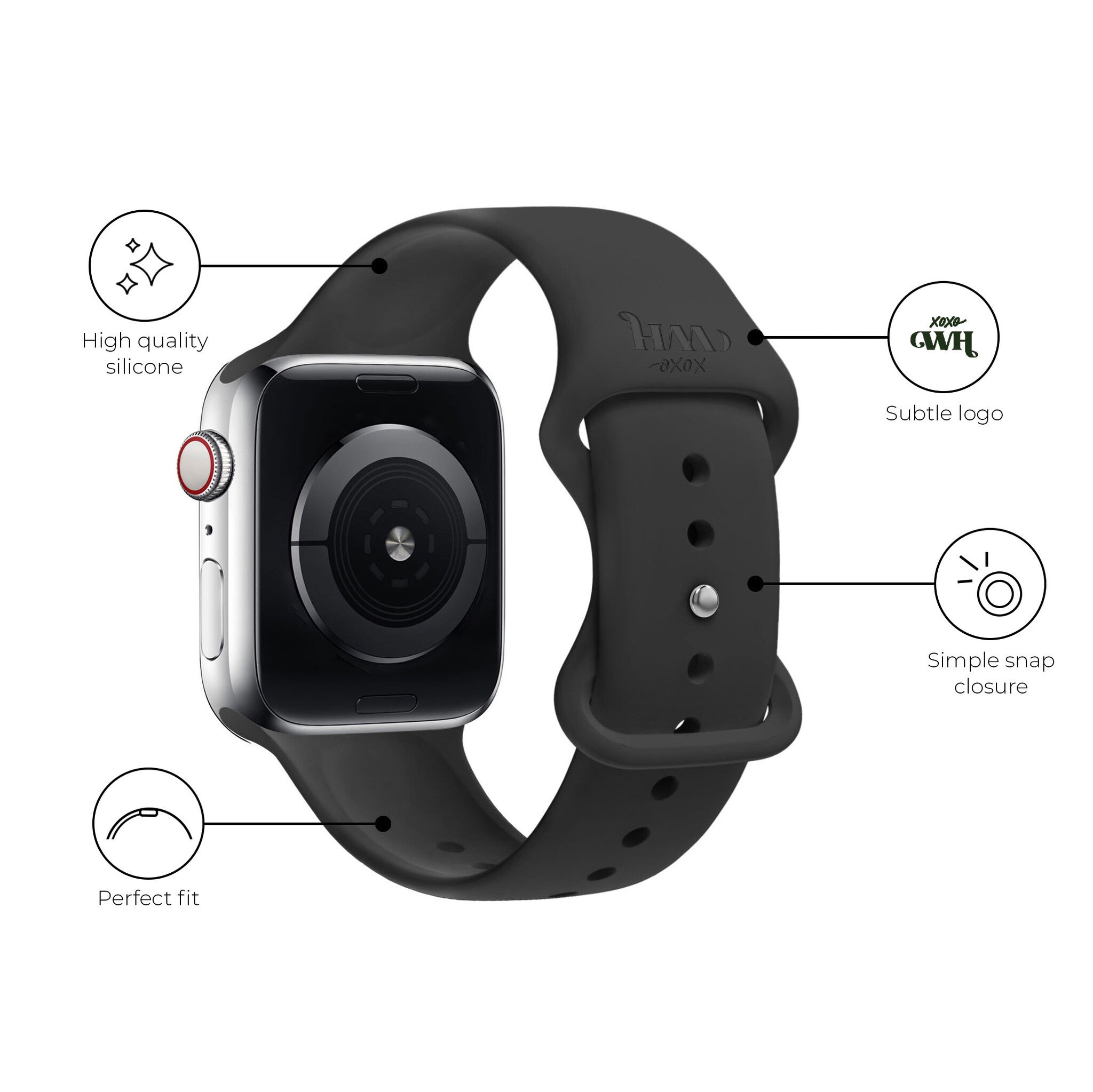 xoxo Wildhearts Apple Watch Silicone Strap (Black)