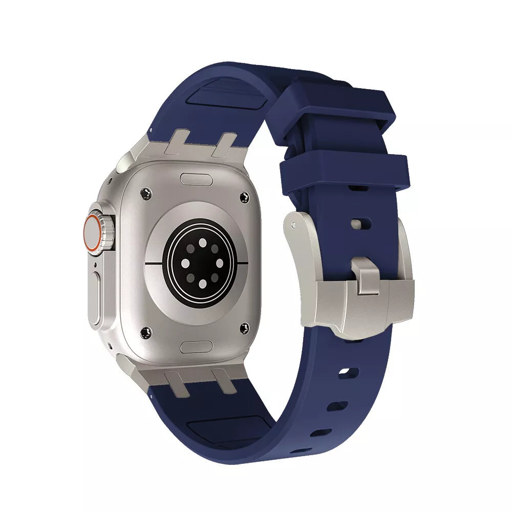 Correa silicona Premium Liquid Apple Watch (azul/titanio)